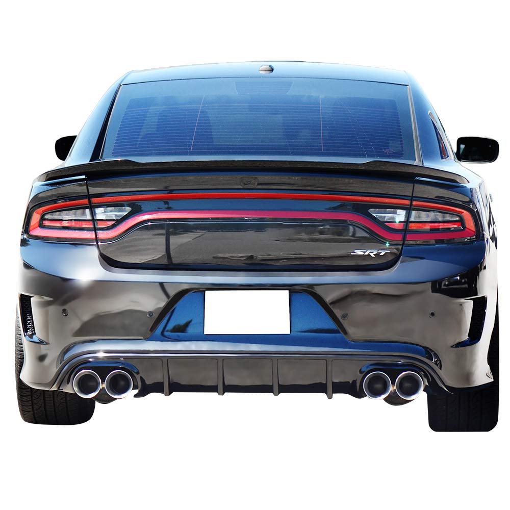 FREEMOTOR802 Rear Bumper Diffuser for 2015-2023 Dodge Charger SRT | Quad Exhaust Compatible | Unpainted Black PP Spoiler | Upgrade Your Car's Aerodynamics & Style
