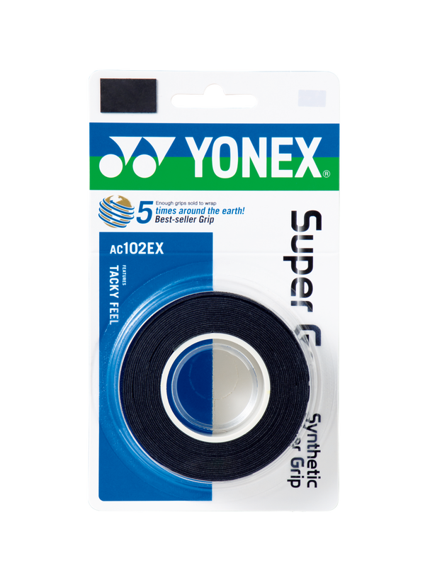 Yonex AC102EX 3 Super Grap Badminton Grip - 3 Wraps | Premium Sweat Absorbent Overgrip for Badminton, Tennis & Squash Rackets | Improves Comfort & Control During Play