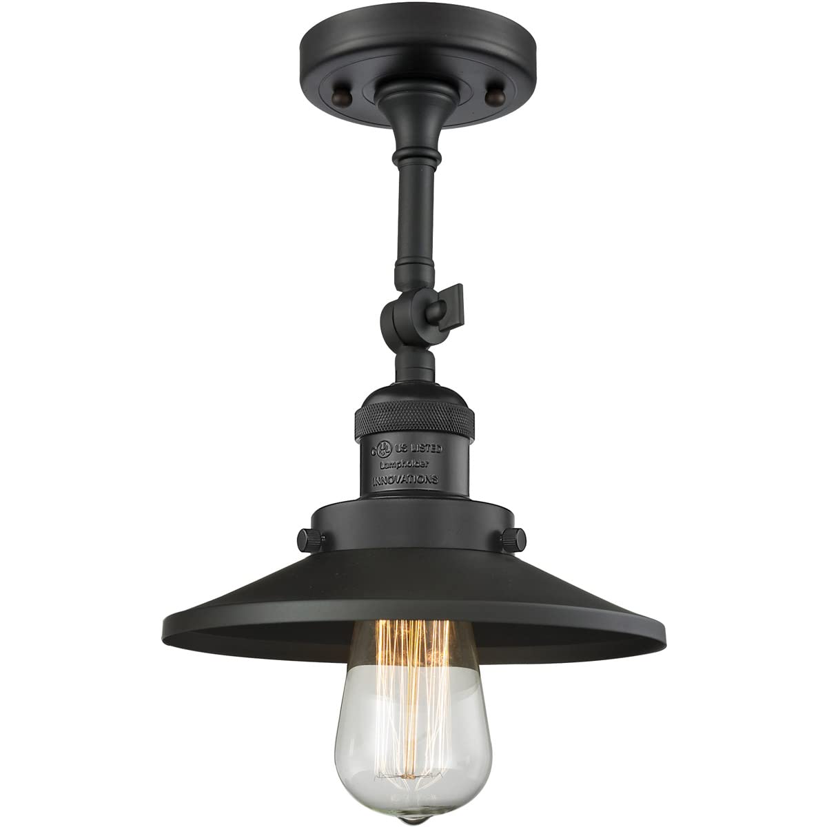 Innovations 201F-BK-M6-LED Matte Black LED Semi-Flush Mount Ceiling Light - Perfect for Bedroom, Hallway & Kitchen Lighting