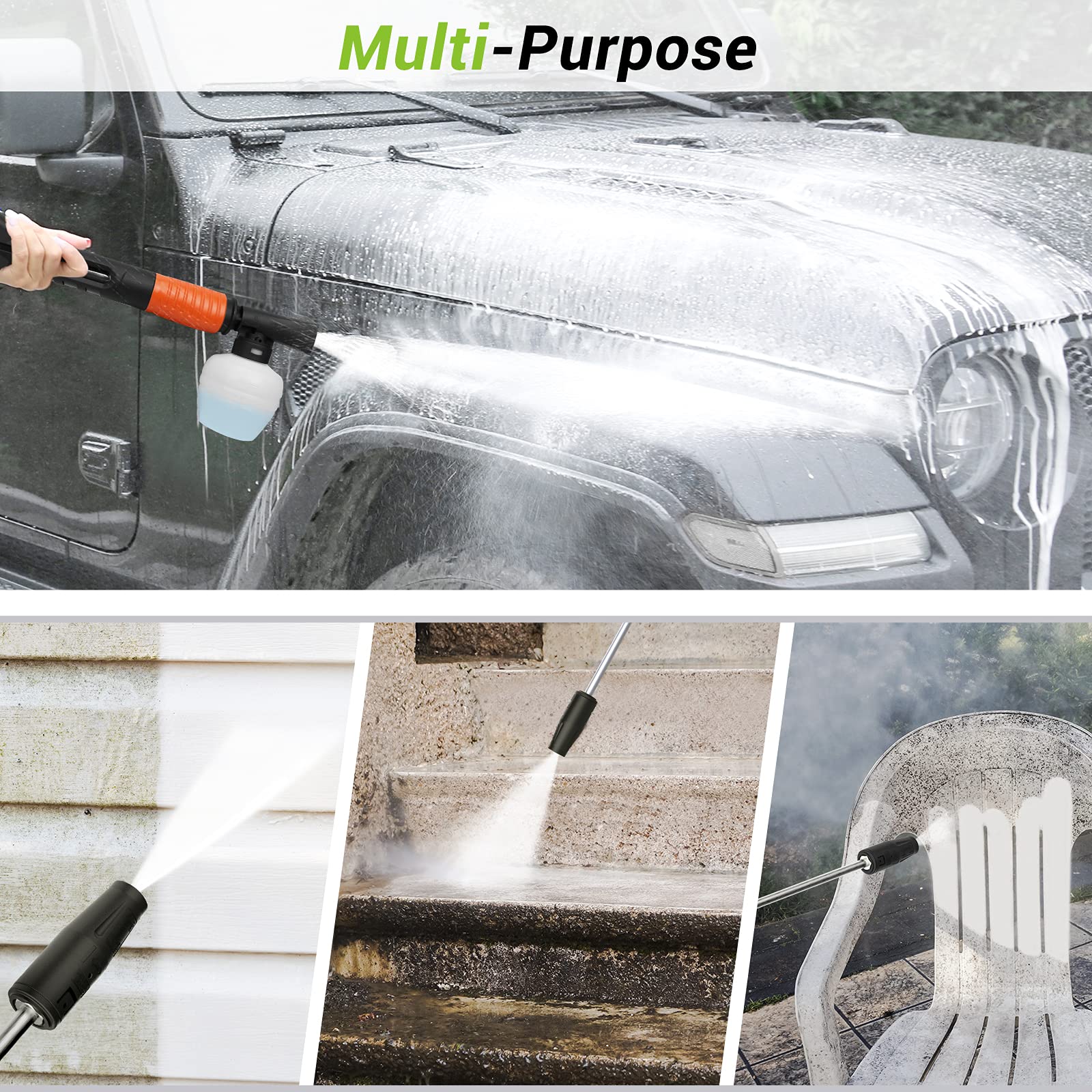 2150 PSI Electric Pressure Washer with Adjustable Nozzle & Foam Cannon - 1.6 GPM Portable Power Cleaner for Home, Car, Driveway, Patio - Perfect for Deep Cleaning Vehicles, Decks, Siding & Outdoor Furniture