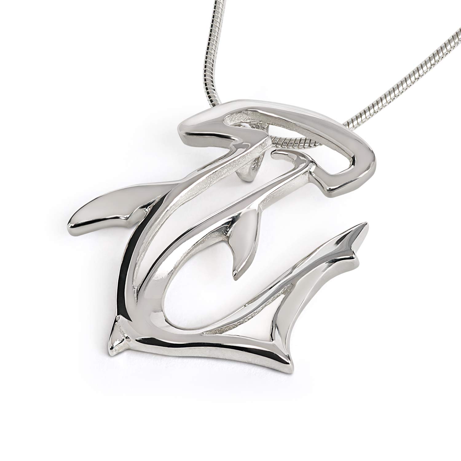 Sterling Silver Shark Pendant Necklace for Men & Women - .925 Silver Shark Jewelry Gift for Shark Lovers, Scuba Divers & Ocean Enthusiasts - Perfect for Beach Parties, Diving Adventures & Everyday Wear