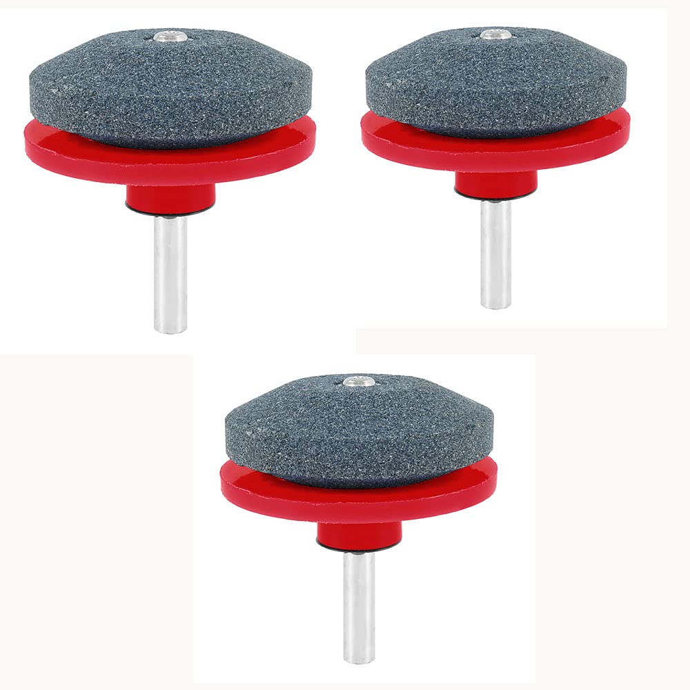 Universal Lawn Mower Blade Sharpener & Balancer Kit - 3pc Double Layer Grindstones Rotary Sharpener for Power/Hand Drills (Red) - Perfect for DIY Lawn Care & Garden Tool Maintenance