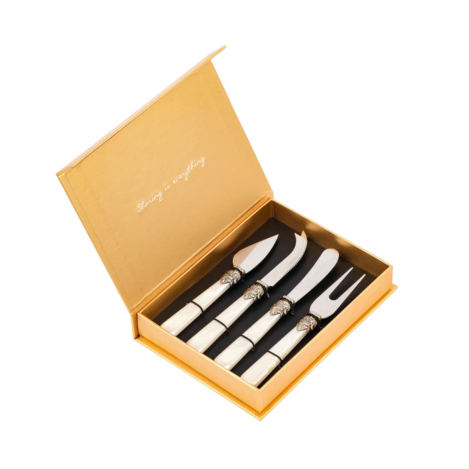 REVERIE Collection Stainless Steel Flatware Set & 4-Piece Cheese Tool Set - Elegant Dining & Entertaining Essentials for Dinner Parties, Weddings, and Cheese Platter Presentation