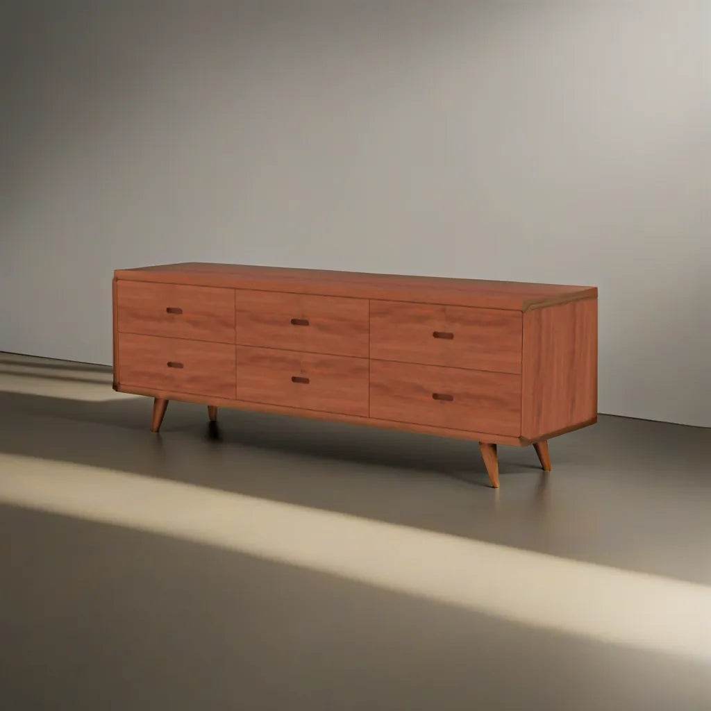 Lucine 180cm Teak Wood TV Stand - Modern Solid Wood Entertainment Center for Living Room, Bedroom, Home Theater Setup