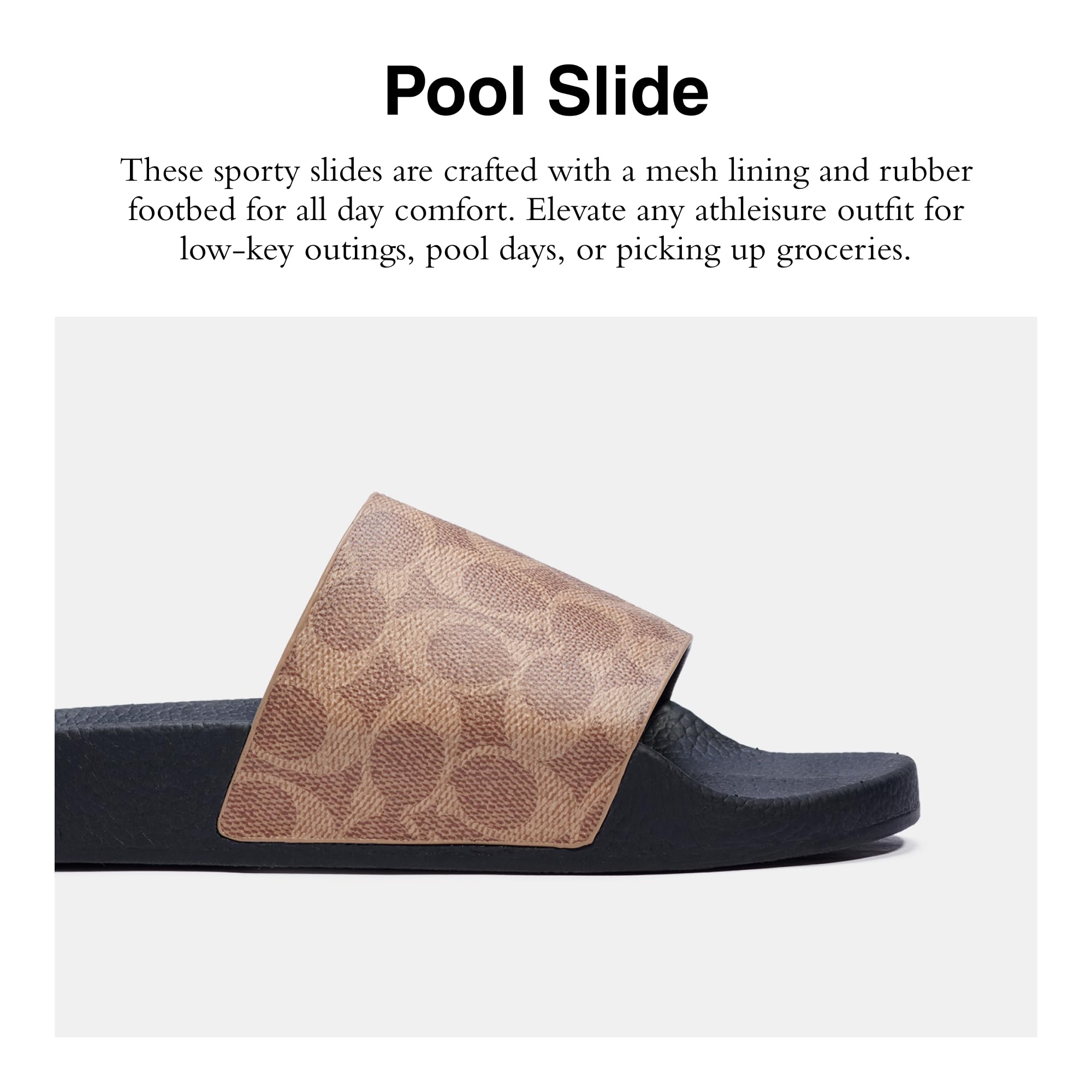 **Coach Men's Signature Coated Canvas Pool Slides – Comfortable & Stylish Summer Sandals for Beach, Pool & Casual Wear**