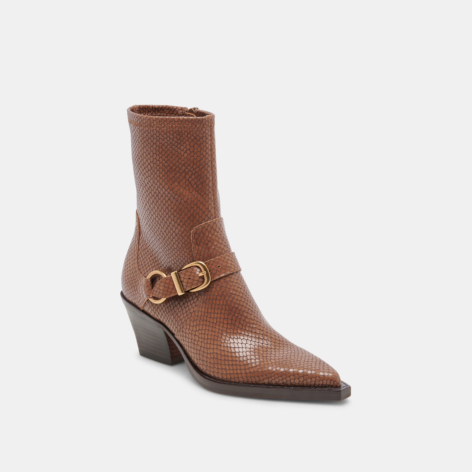 Rave Boots Women's Saddle Embossed Leather Cowboy Boots - Western Style Riding Boots for Country Music Festivals & Rodeo Events