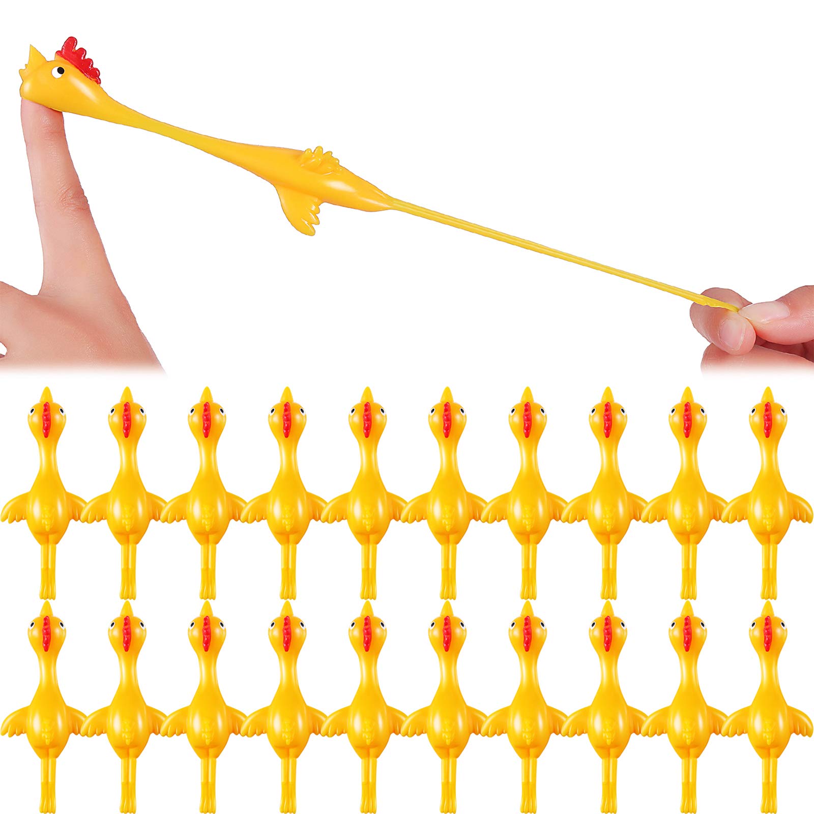 Sumind 50 Pack Stretchy Rubber Chicken Slingshot Toys - Funny Flying Chicken Flingers for Kids, Easter & Christmas Party Games, Outdoor Activities and Stress Relief