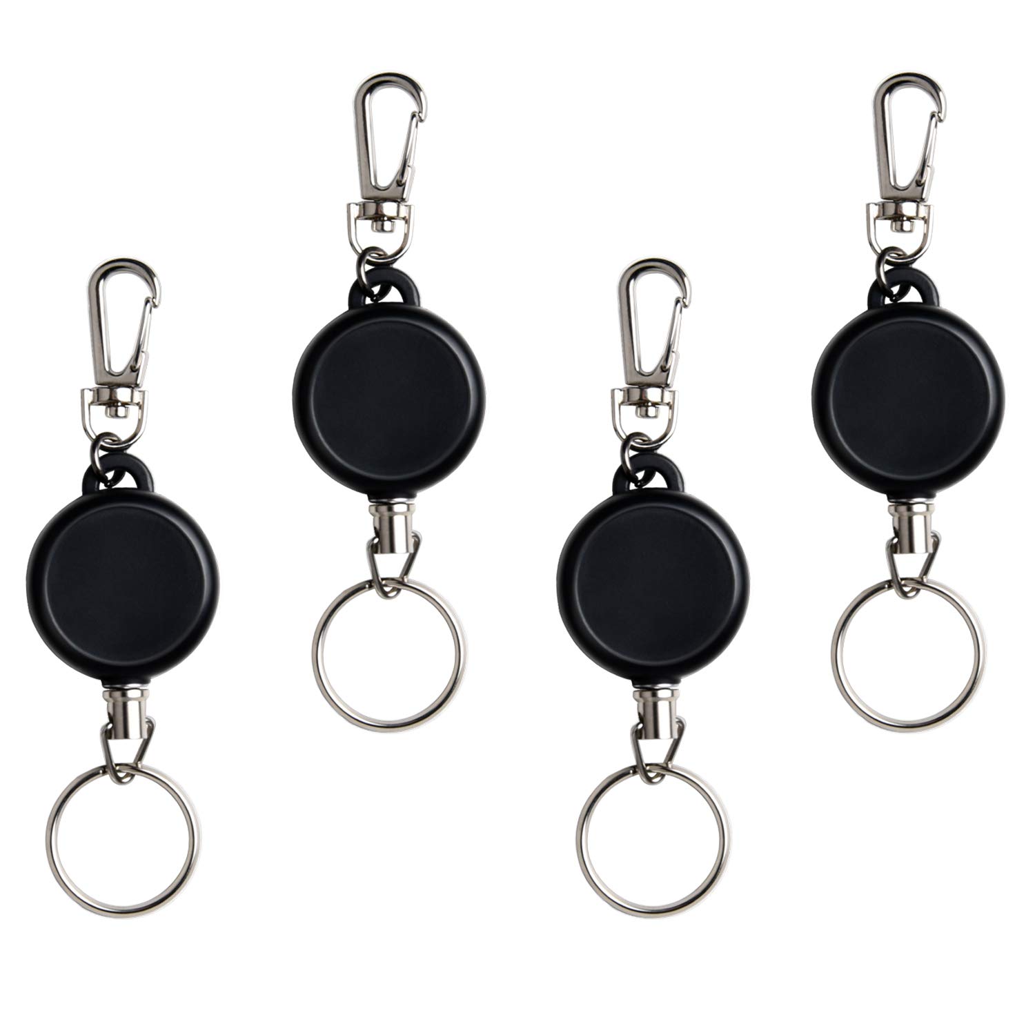 Supkiir Retractable Badge Holder Keychain - 4 Pack Steel Wire Rope Key Lanyard with Carabiner Clip for ID Cards, Keys & Badge Reels | Perfect for Office, School, Hospital & Security Personnel