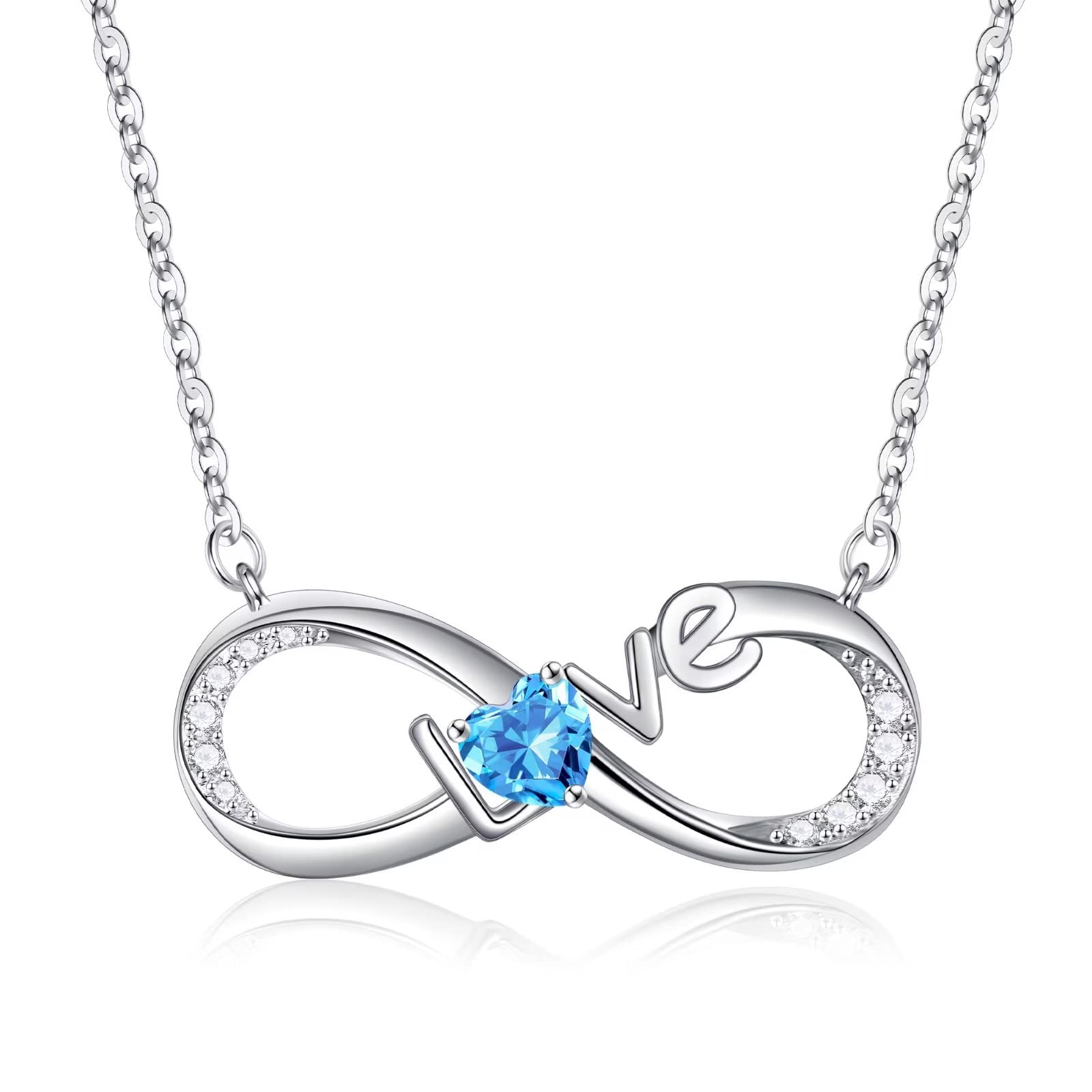 925 Sterling Silver Infinity Love Heart Necklace for Women - Personalized Birthstone Pendant Jewelry for Anniversary, Christmas, Valentine's Day, Mother's Day & Birthday Gifts for Wife, Mom, Girlfriend | Perfect for Romantic Occasions & Special Celebrations