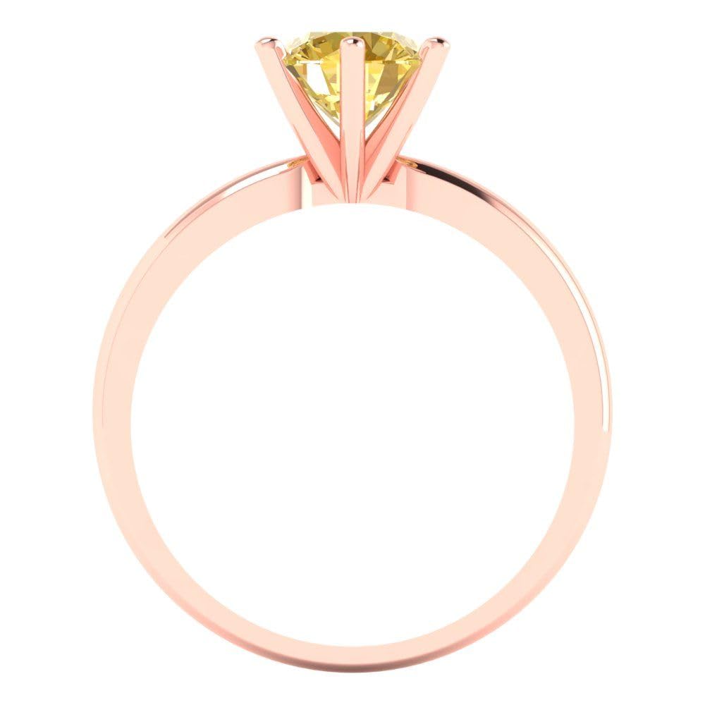 1.0 ct Natural Yellow Citrine Solitaire Engagement Ring - 14k Rose Gold Bridal Designer Anniversary Jewelry for Women, Perfect for Proposals, Weddings & Special Occasions