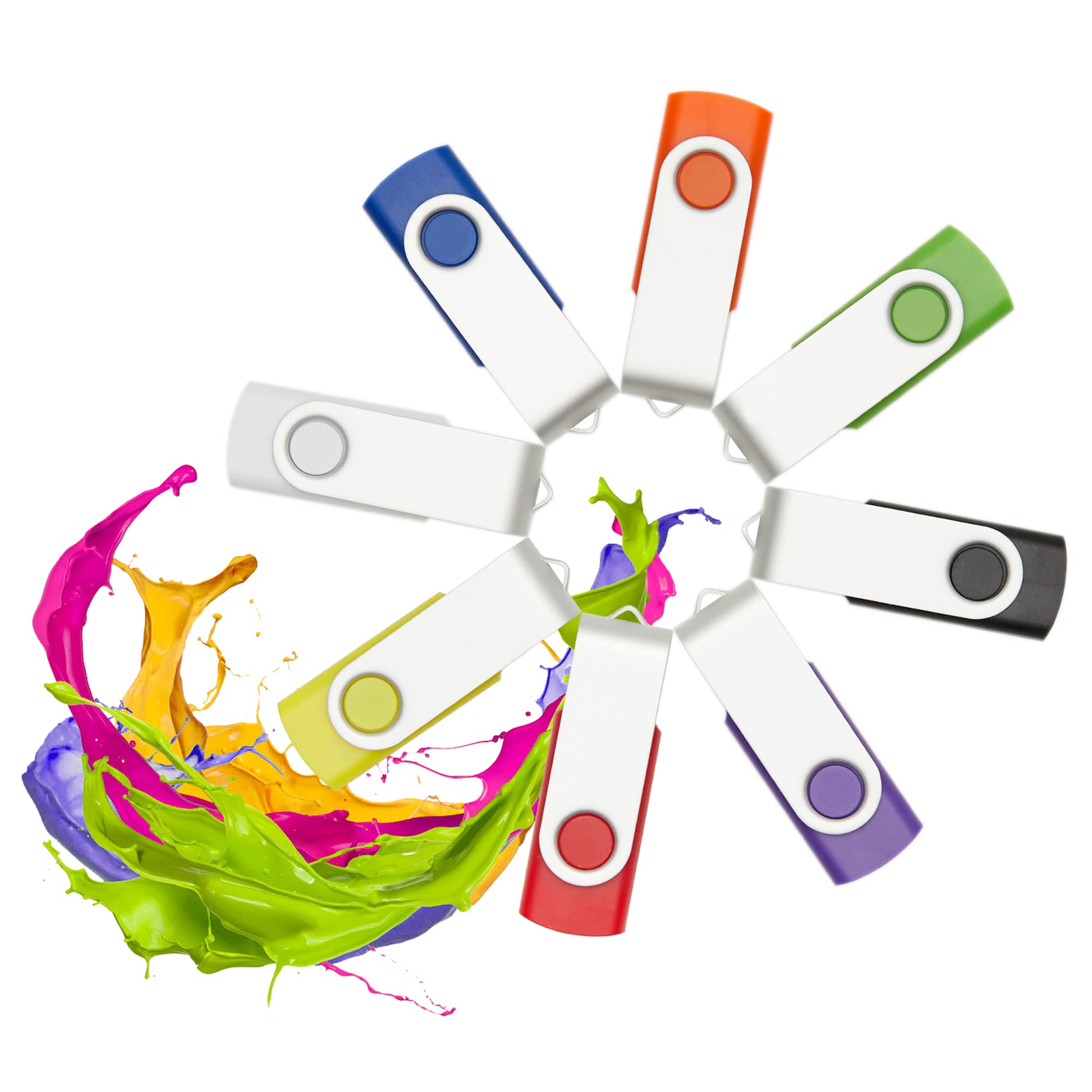 1GB 100 Pack USB Flash Drives - USB 2.0 Swivel Design in 5 Random Colors for Data Storage, File Transfer & Backup - Perfect for Office, School, Business & Bulk Promotional Giveaways