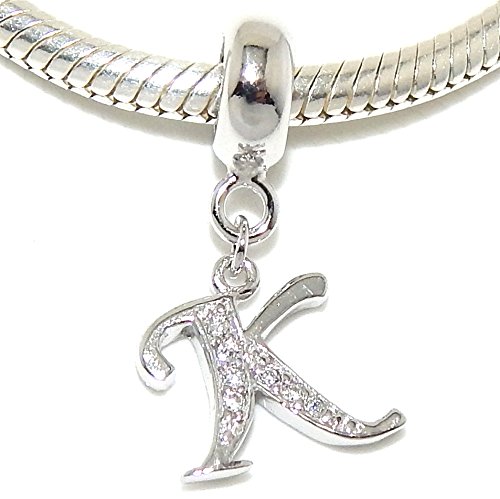 925 Silver Letter Charm with Crystals - Elegant Jewelry for Gifts & Parties