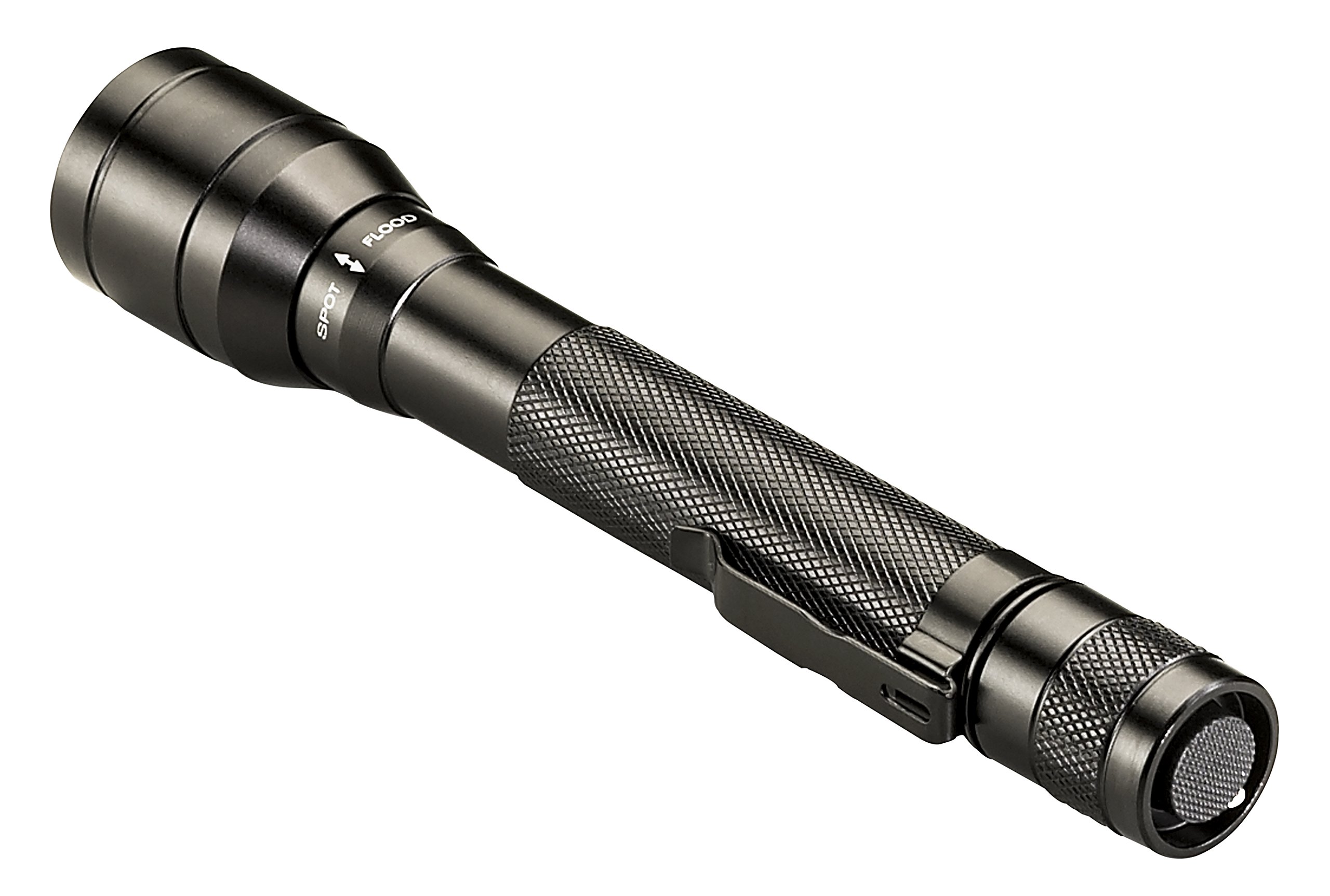 Streamlight 71701 Jr. F-Stop 250-Lumen LED Flashlight - Adjustable Flood/Spot Beam with Alkaline Batteries - Black Tactical Light for Camping, Hiking & Emergency Use