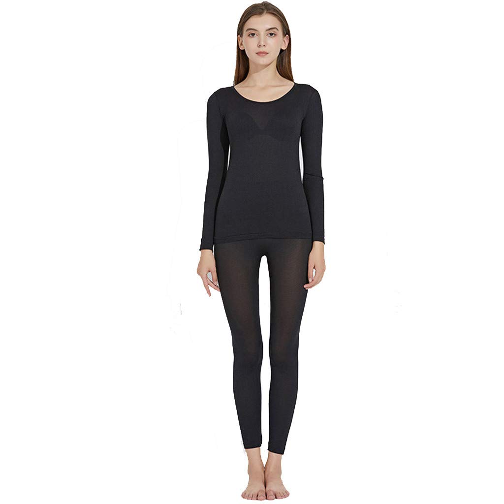 Women's Thermal Underwear Set - Elastic Waistband & Comfortable Inner Bottom for Warmth & Control | Perfect for Winter, Layering & Cold Weather Activities
