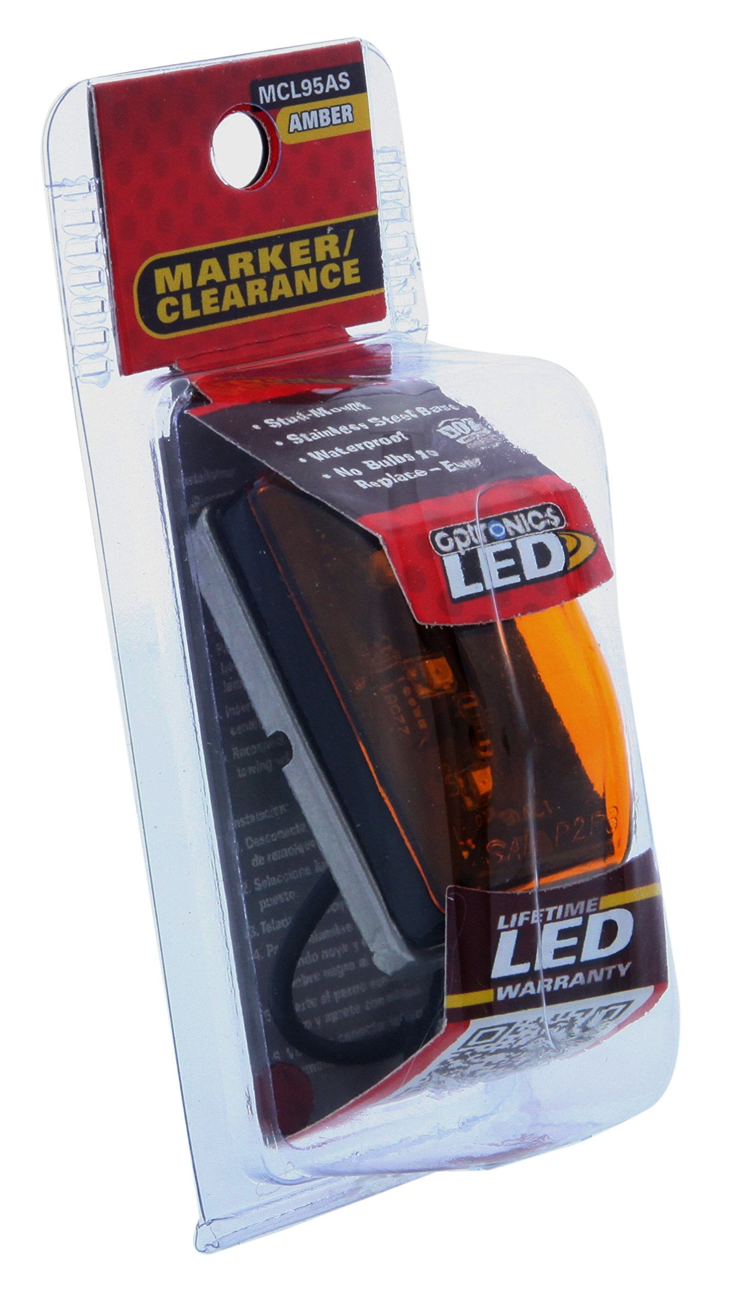 Optronics MCL95AS Amber LED Marker and Clearance Light - Heavy Duty Truck, Trailer, RV Lighting for Safety & Visibility