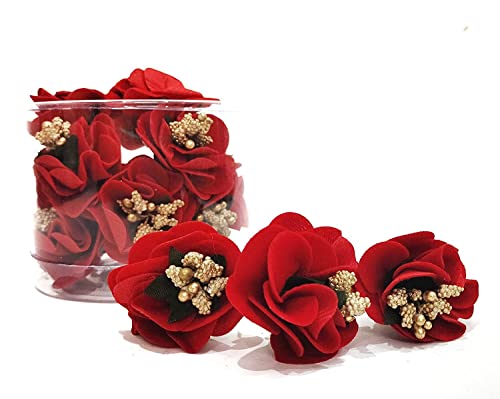 3Pcs Elegant Red Rose Hair Clips - Floral Bridal Hair Pins for Wedding, Bridesmaids, Prom & Special Occasions | Perfect for Updos, Buns & Romantic Hairstyles