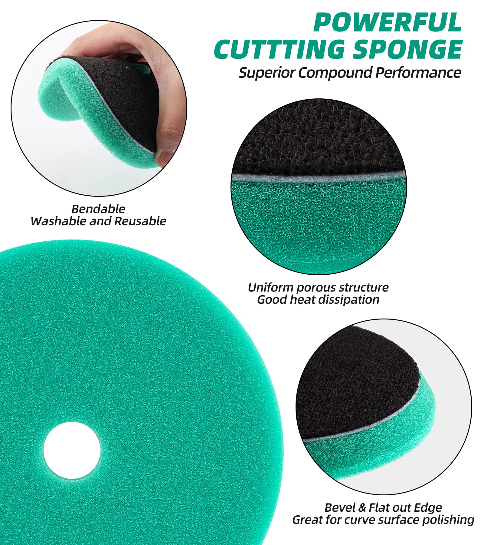 3pcs 5 Inch Hook and Loop Polishing Pads - 5'' Foam Buffing Pads for Car Detailing, Compounding, Polishing & Waxing - Compatible with 5'' Backing Plate - Perfect for Auto Body Shine & DIY Car Care