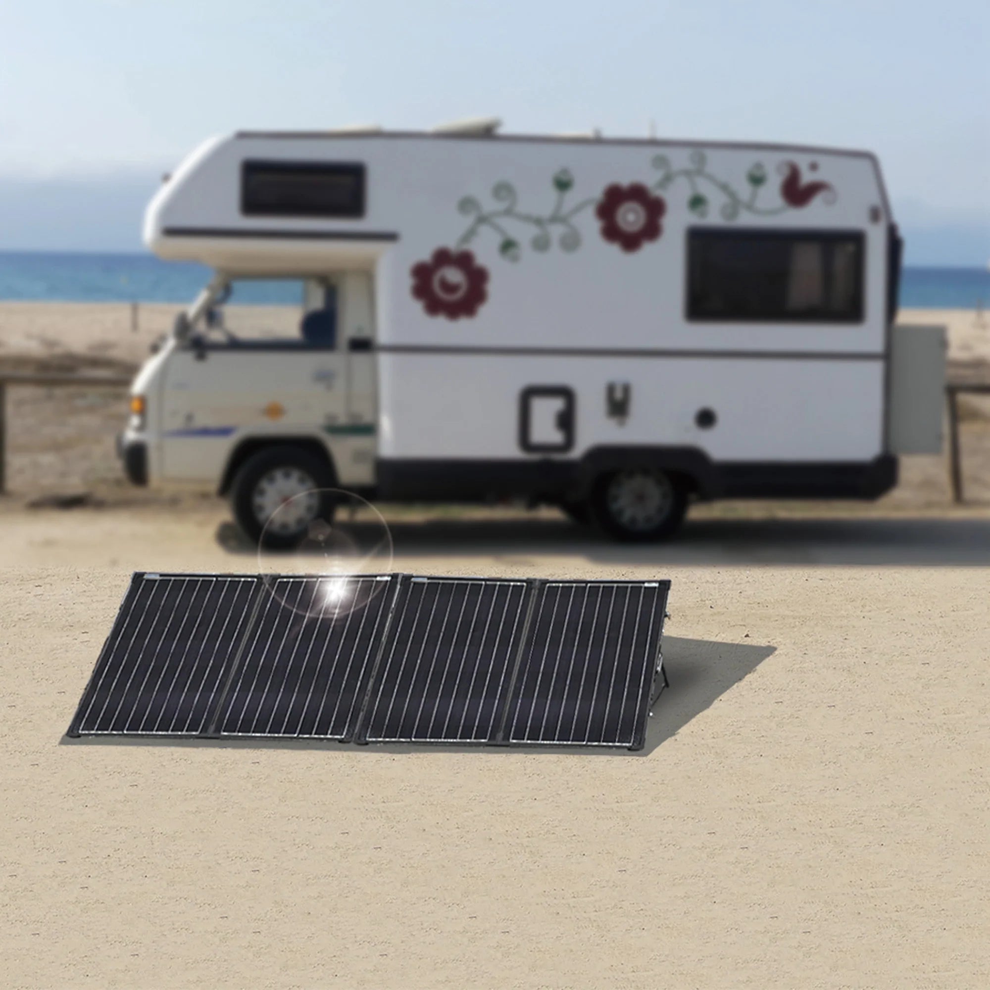 ACOPOWER 200W Portable Solar Panel Kit - Foldable Briefcase Design for Camping, RV, and Emergency Power Supply