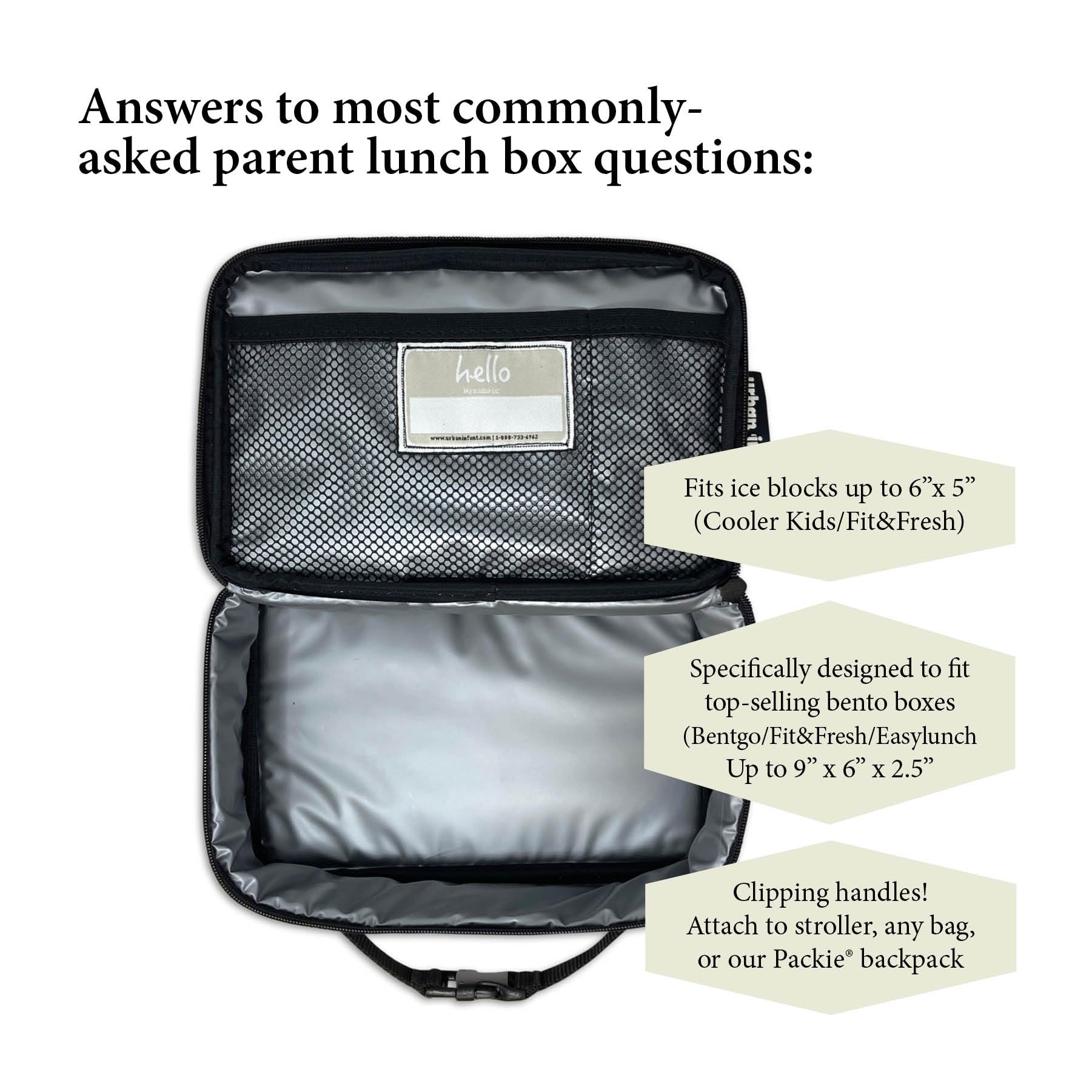 Urban Infant Yummie Insulated Lunch Box for Toddlers - Boys & Girls Insulated Food Bag for Daycare, Preschool & Travel - Includes Allergy Alert Cards - Fits Bento Boxes - Cute Bear Design - Perfect for School Snacks, Picnics & On-the-Go Meals