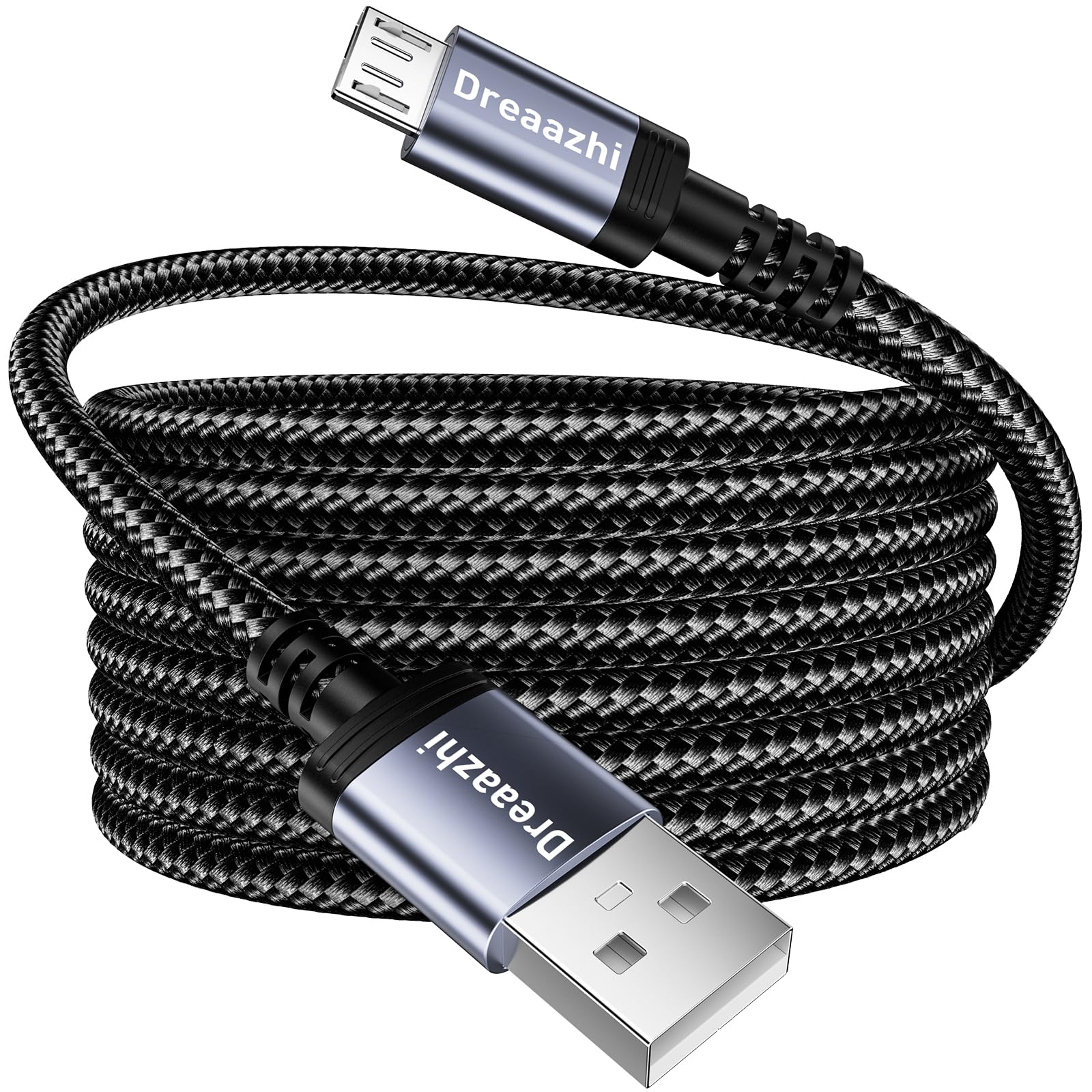 Dreaazhi 5M Long Braided Micro USB Cable - Fast Charging Cord for Android Devices, PS4 Controller, Samsung Galaxy J7/S7/S6, Kindle Fire Tablet, HTC, LG, Motorola - Durable Charger for Home, Office & Travel Use