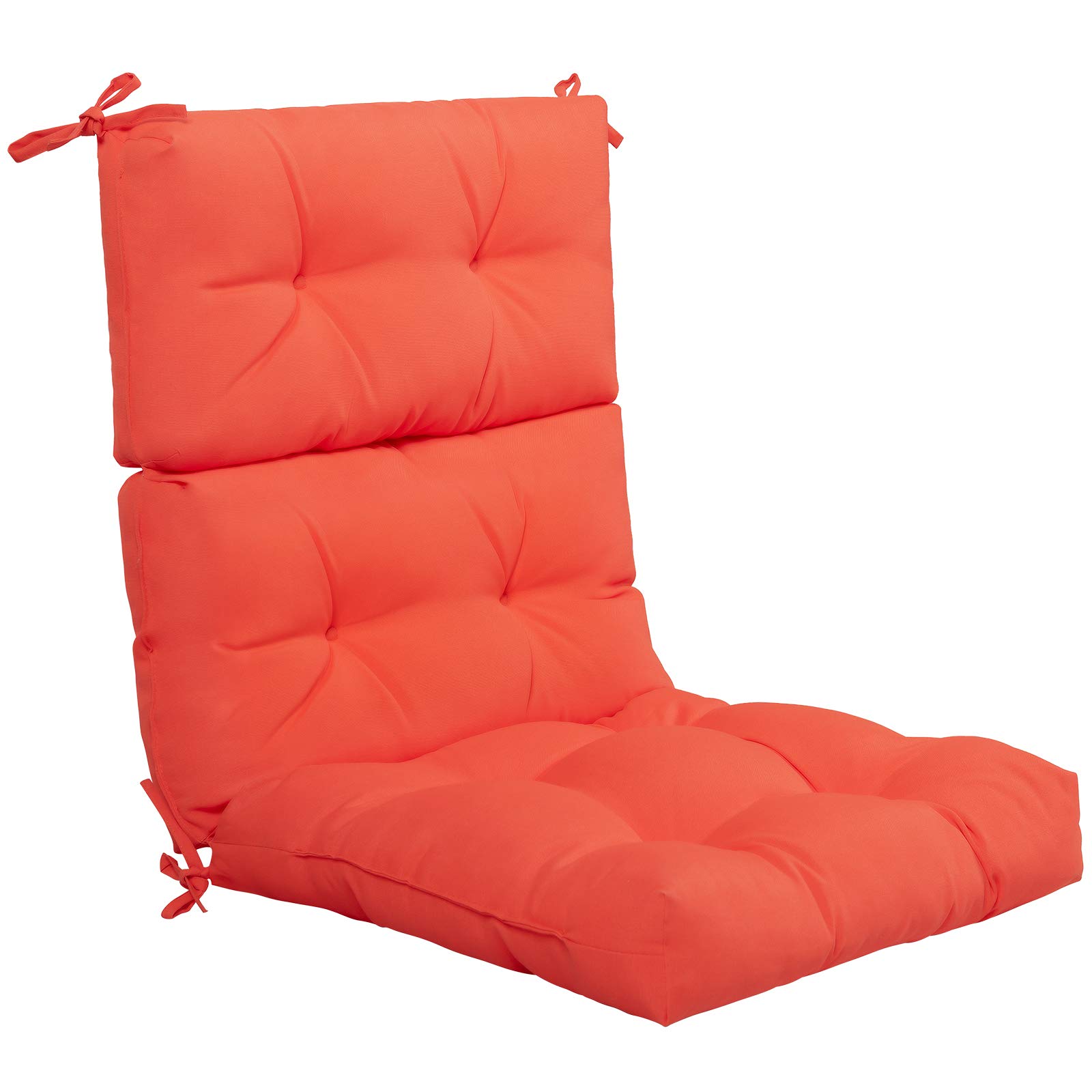 **Tangkula High Back Patio Chair Cushion Set of 2 - Tufted Non-Slip Rocking Glider Replacement Seat Pads with Ties for Indoor & Outdoor Wicker Furniture (Orange) - Perfect for Porch, Garden, and Poolside Relaxation**