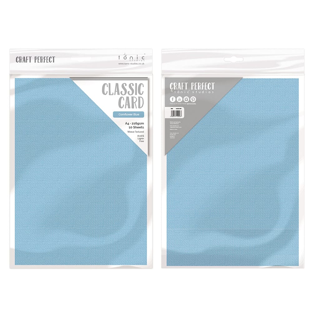 Premium Classic Cornflower Blue Woven Texture A4 Cards (10/PK) - Perfect for Greeting Cards, Invitations, and Scrapbooking Projects