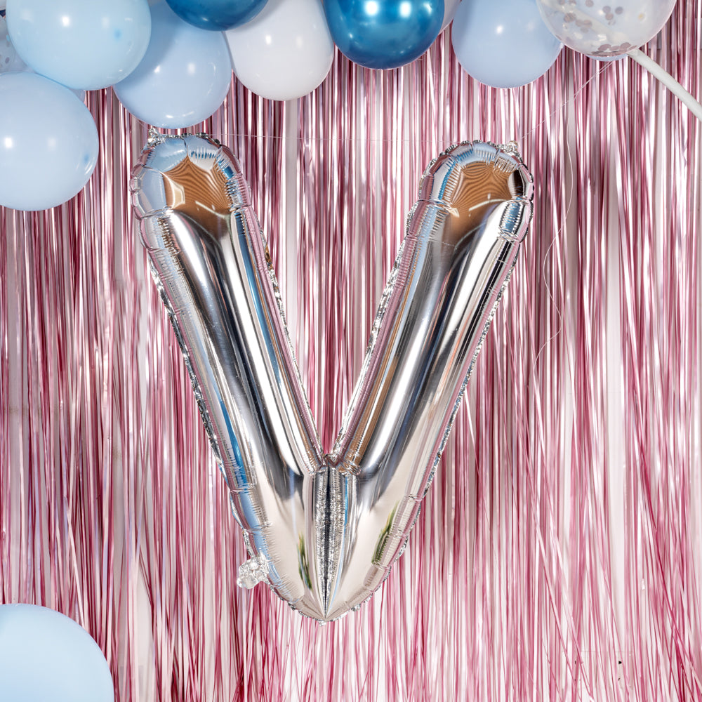 Balloonify Silver Mylar Letter V Balloon - 40 Inch Large Foil Alphabet Balloon for Birthday Parties, Baby Showers & Wedding Decorations (1 Count Box)