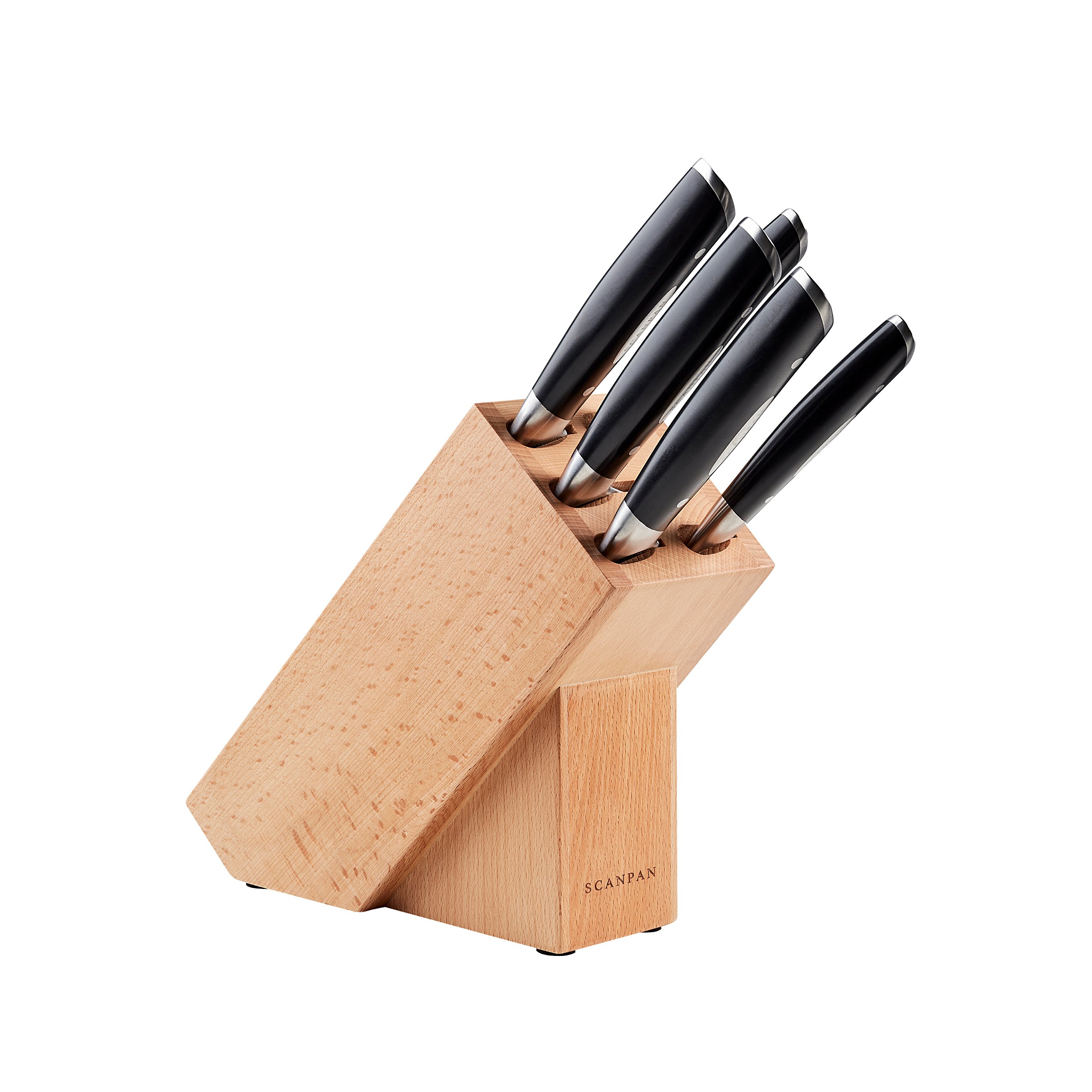 Scanpan 6-Piece Classic Block Cutlery Set with Bamboo Stand - High-Quality Kitchen Knives for Professional Chefs & Home Cooking | Perfect for Meat Cutting, Vegetable Chopping & Food Preparation