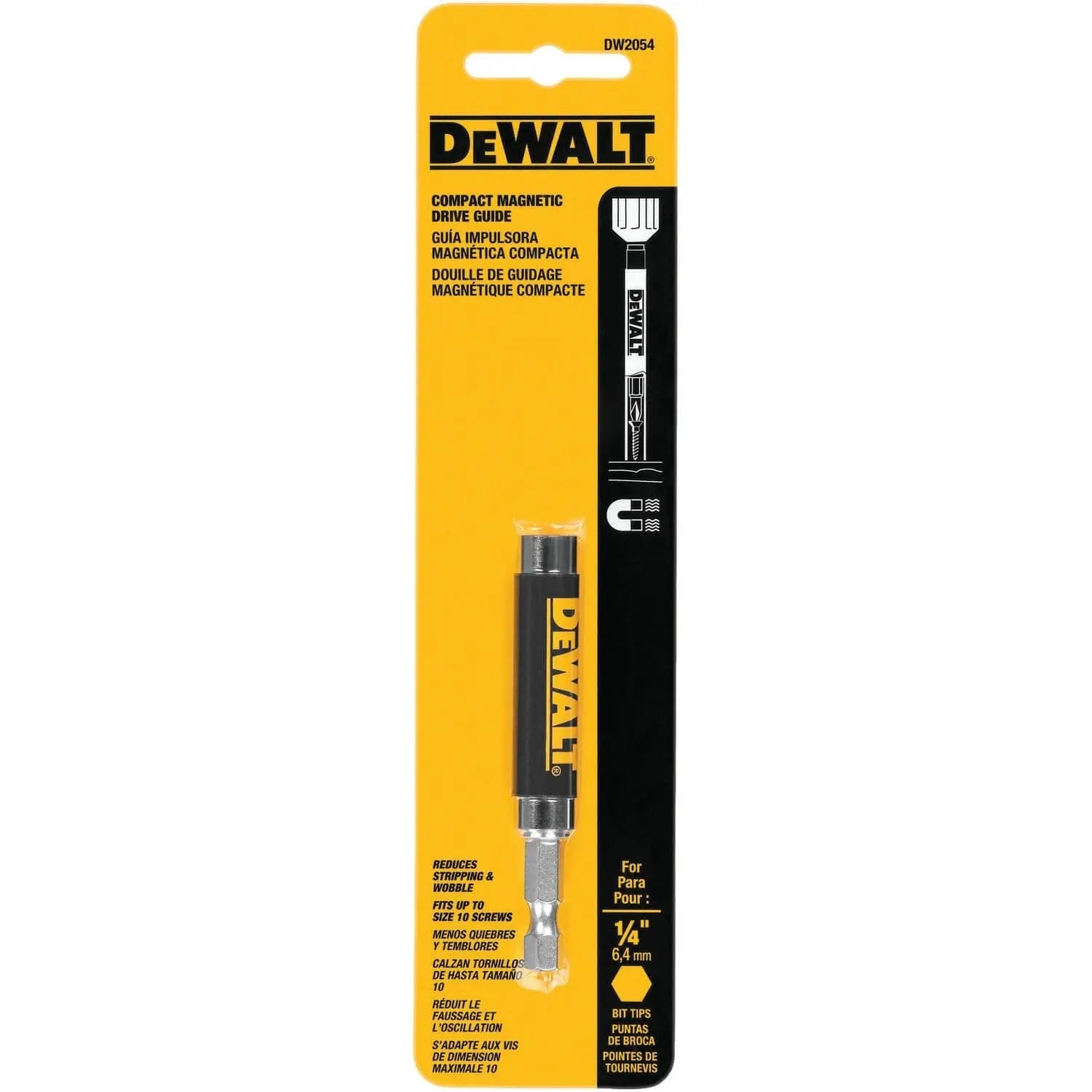 DEWALT DW2054 1/4-Inch Magnetic Drive Guide - Professional Screwdriver Bit Holder for Precision Work | Ideal for Construction, Woodworking & DIY Projects