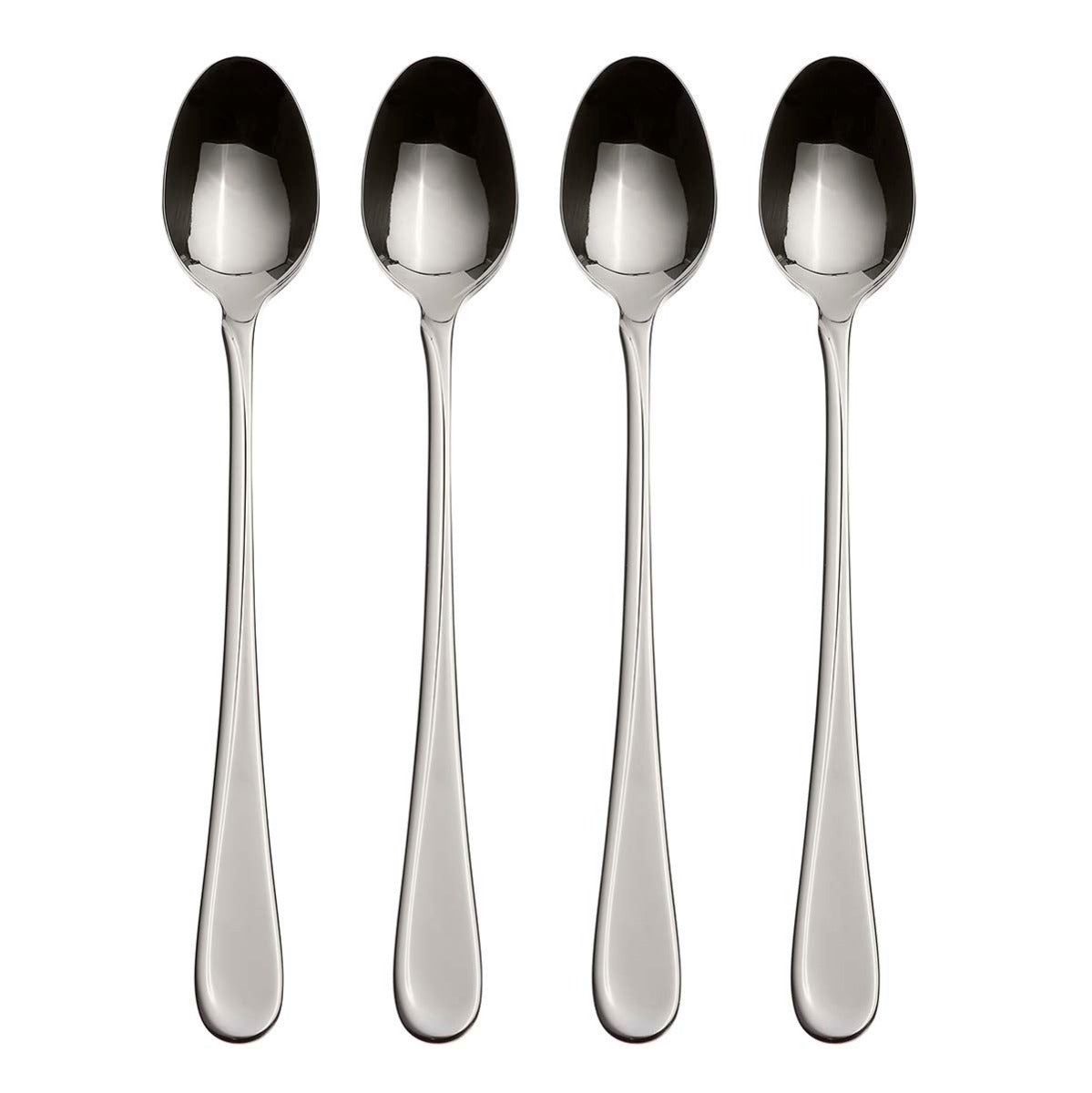 Stainless Steel Tall Drink Spoons Set of 4 - Perfect for Cocktails, Iced Coffee & Smoothies - Durable Barware for Home & Restaurant Use