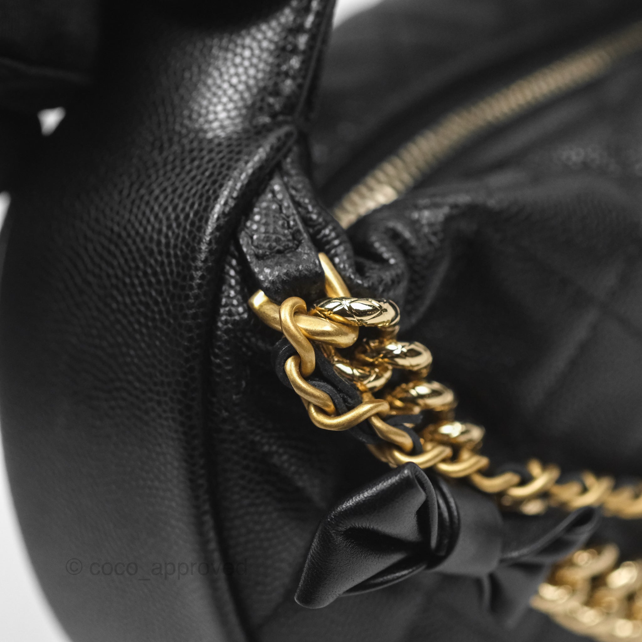 Chanel Black Caviar Leather Bow Hobo Pouch with Gold Hardware - Luxury Designer Crossbody Bag for Women | Perfect for Evening Parties, Date Nights & Special Occasions