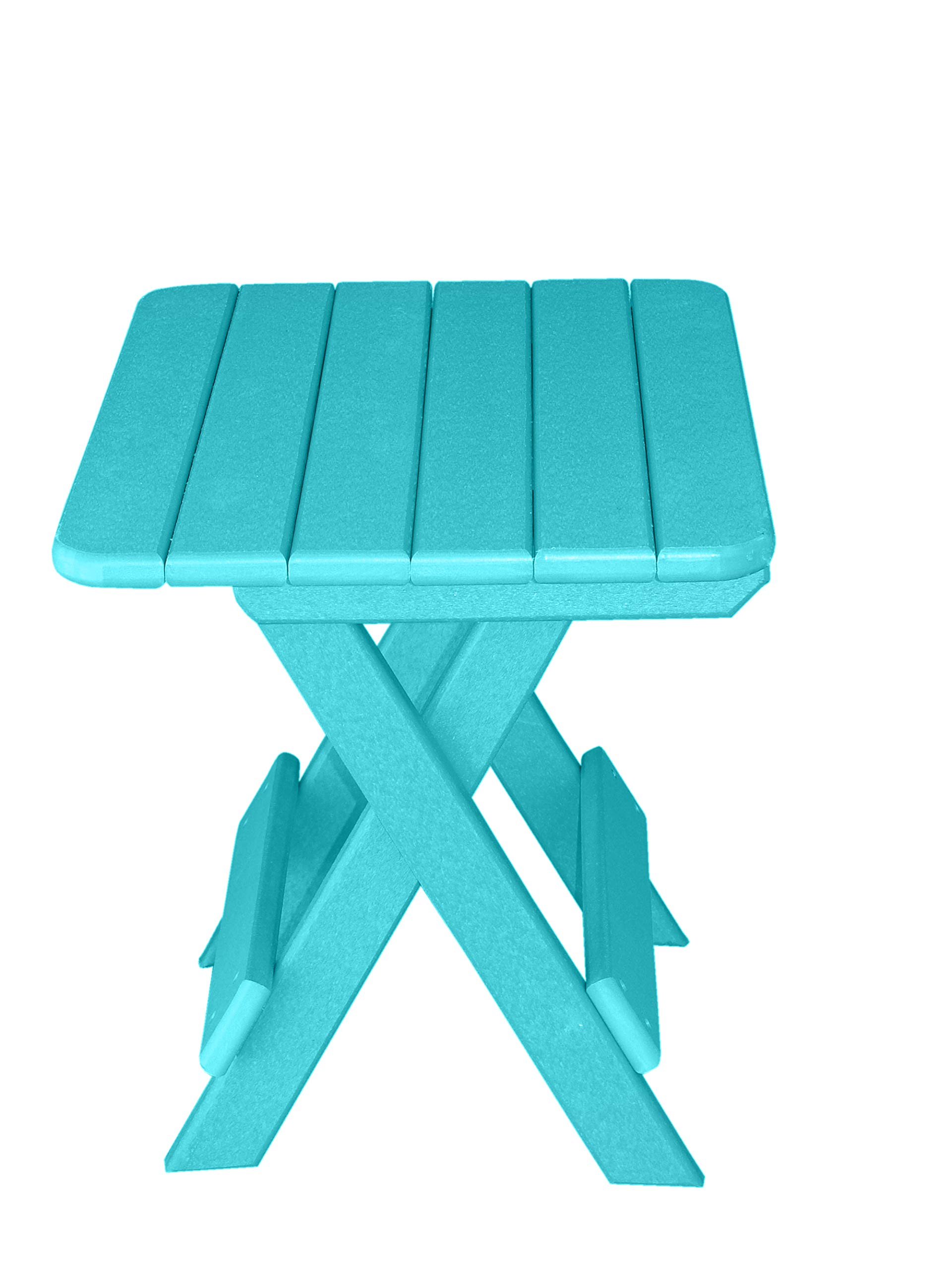 Phat Tommy Folding Outdoor Patio Side Table - Weather-Resistant Poly Adirondack End Table for Patio, Deck, Balcony or Garden - Compact & Lightweight Teal Accent Table for Drinks, Books & Decor