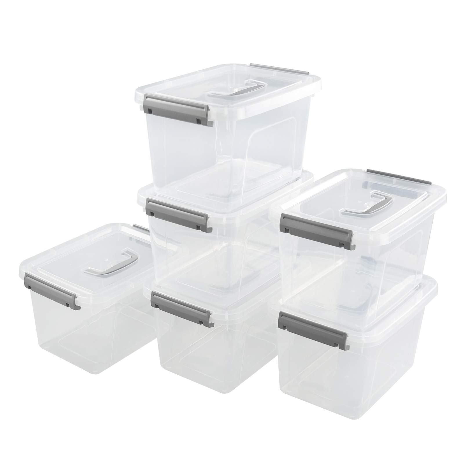 6-Pack 6 Quart Plastic Storage Containers with Lids & Handles - Airtight Food Storage for Kitchen, Pantry & Meal Prep - BPA-Free Stackable Containers for Leftovers, Snacks & Organizing