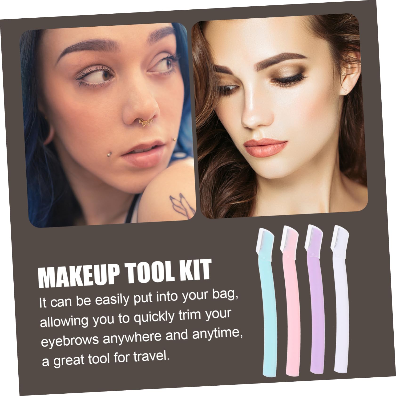 12-Piece Stainless Steel Eyebrow Trimmer Set - Portable Eyebrow Razor & Facial Hair Remover for Women & Men - Precise Grooming Tool for Eyebrows, Upper Lip & Peach Fuzz - Travel-Friendly Beauty Kit for Home & On-The-Go Use