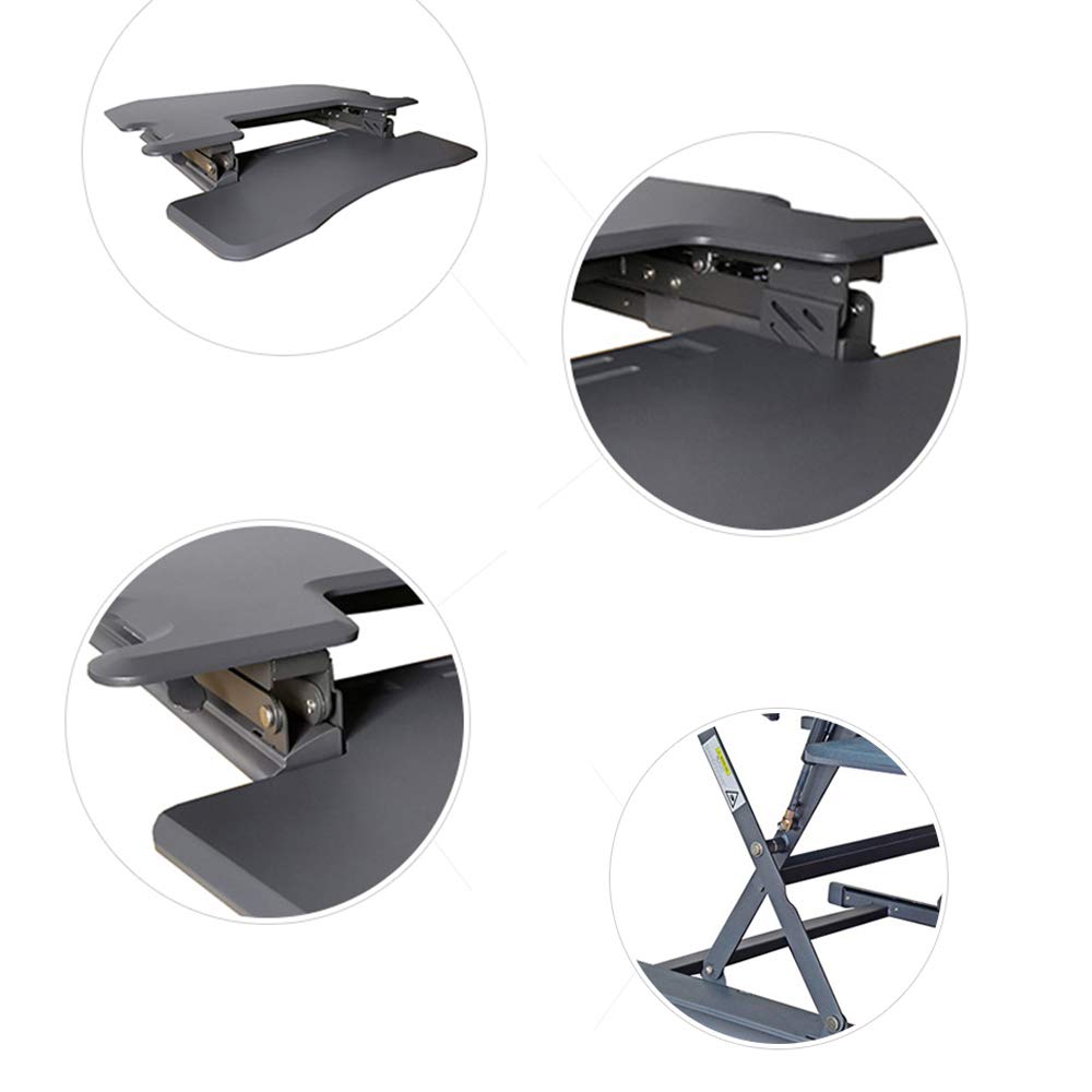 Adjustable Height Standing Desk - 13-Speed Hydraulic Lift Mechanism, Foldable Mobile Office Computer Desk for Home & Work (Black) | Perfect for Remote Work, Study & Small Spaces
