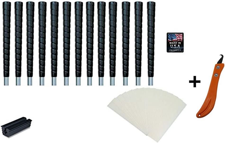 Tacki-Mac Jumbo Size Pro Wrap Golf Grip Kit with Utility Hook Blade - 13 Grips, Grip Tape, Clamp & Removal Tool | Perfect for Golf Club Regripping & DIY Maintenance