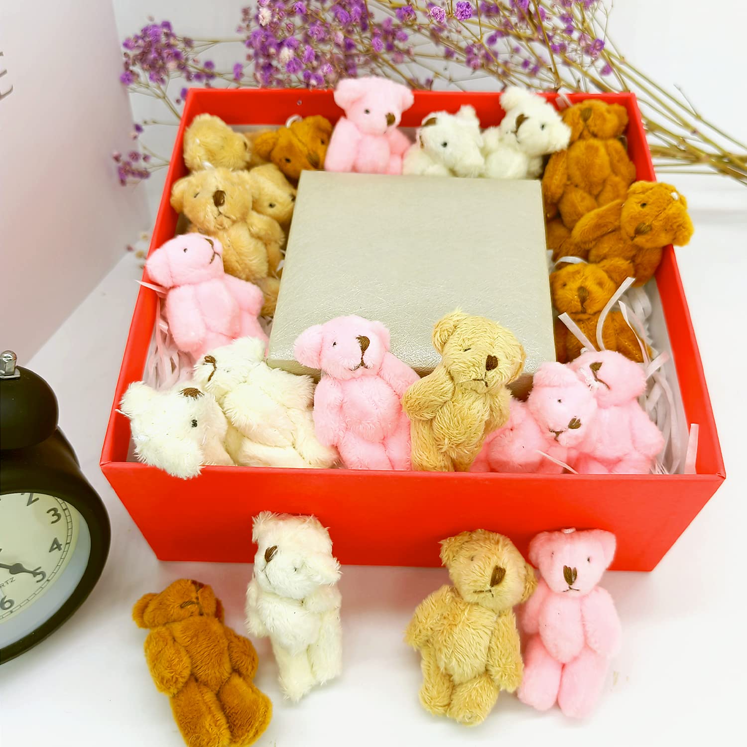 12Pcs Mini Jointed Teddy Bear Plush Toys - 6cm Small Pink Soft Stuffed Bears for Birthday Cake Decor, Wedding Party Favors, Christmas Stocking Stuffers & DIY Craft Accessories | Perfect for Baby Showers, Gift Bags, and Home Decor
