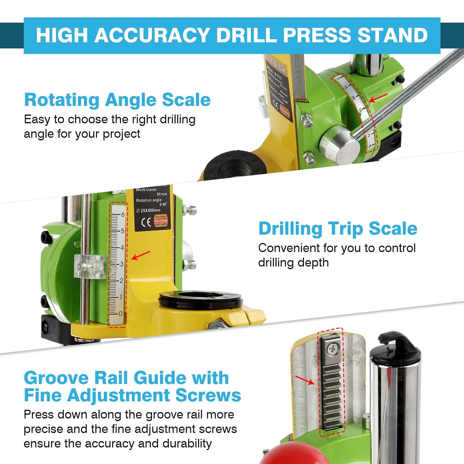 IronWalls Universal Drill Press Stand for Hand Drills - 90° Rotating Adjustable Bench Clamp Holder, Workbench Repair Tool & Drill Press Table Adapter | Perfect for Woodworking, Metalworking & DIY Home Projects