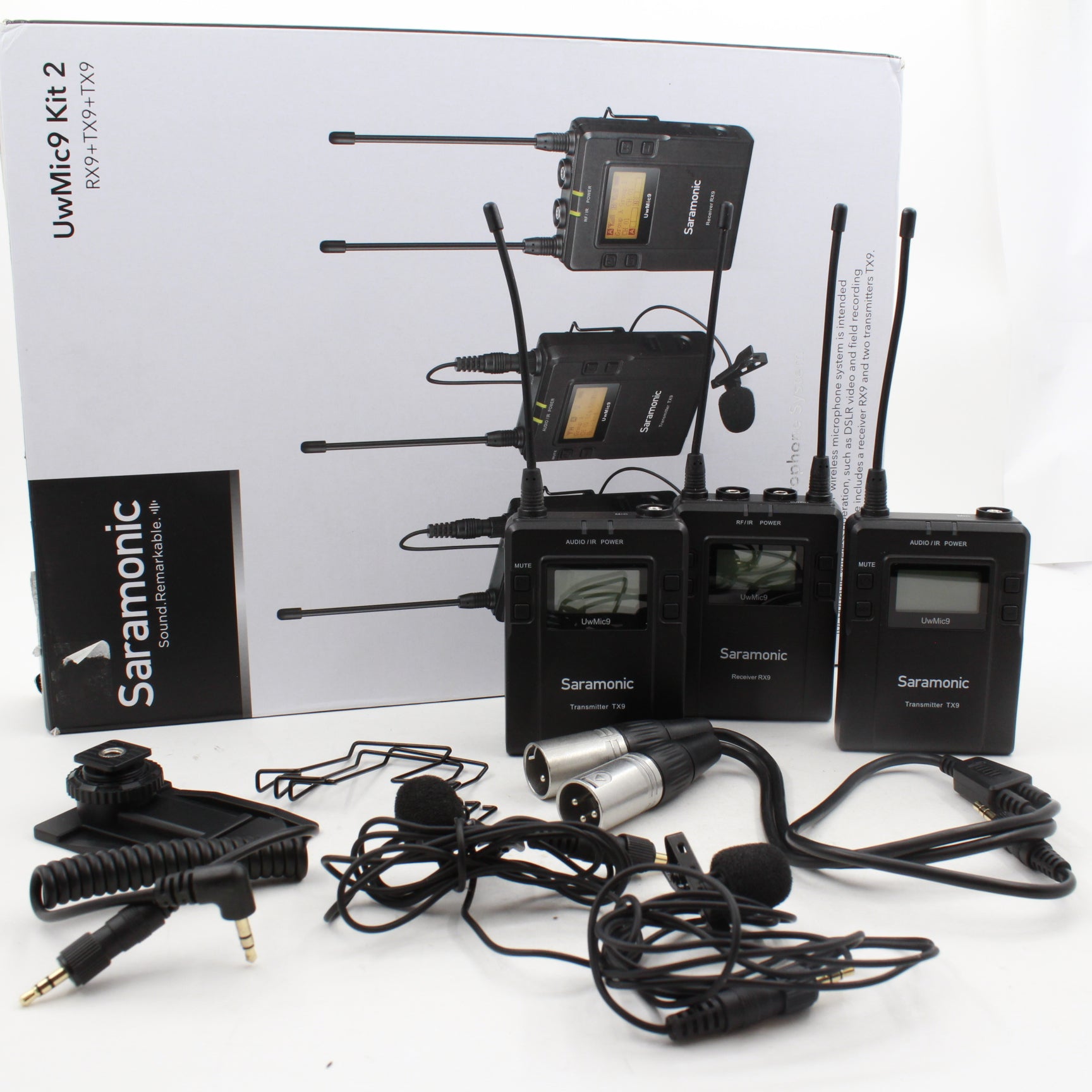 Saramonic UWMIC9 RX9 + TX9 + TX9 96-Channel Digital UHF Wireless Dual Lavalier Microphone System (514-596MHz) - Open Box Excellent Condition - Perfect for Interviews, Vlogging, and Live Streaming