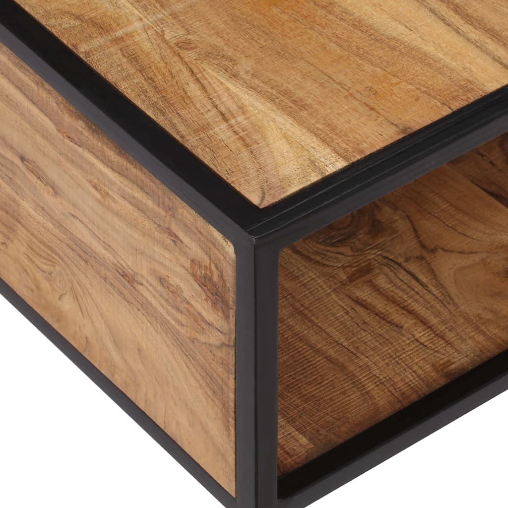 Solid Acacia Wood Coffee Table with Storage - 27.5