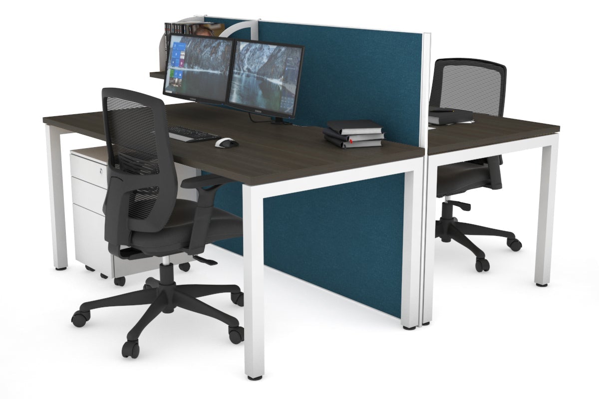 Horizon Quadro 2-Person Office Workstation Bench with Square Legs - 1400L x 800W Dimensions, Cable Management Scallop - Perfect for Shared Workspaces, Conference Rooms & Collaborative Office Environments