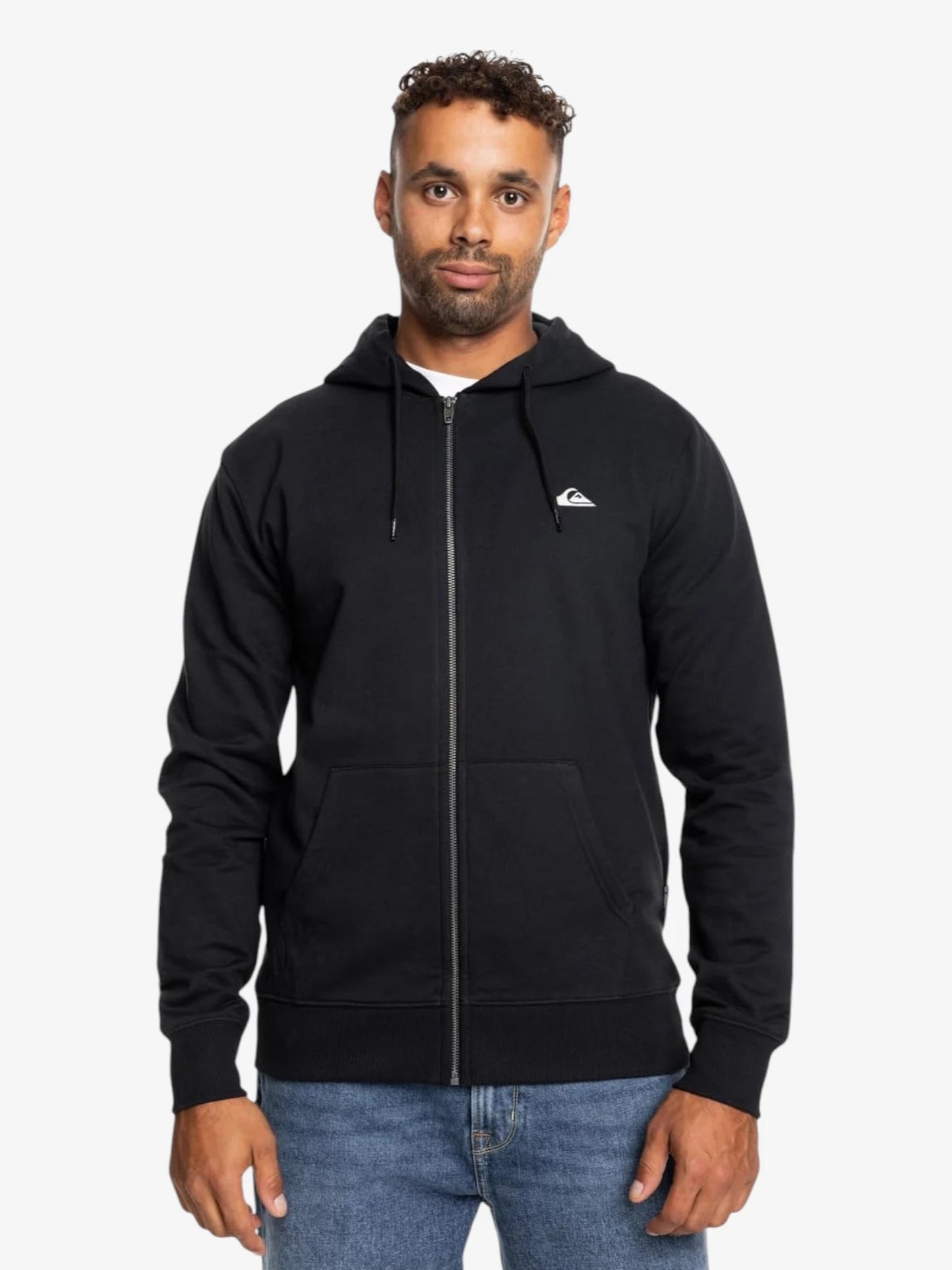 Quiksilver Basic Black Men's Jacket - Lightweight Water-Resistant Windbreaker for Outdoor Hiking & Casual Wear