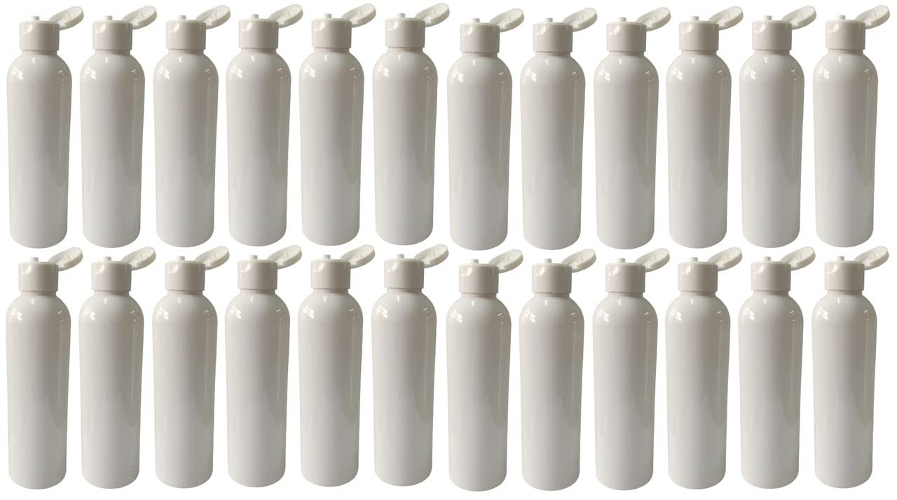 200ml Refillable Travel-Size Plastic Squeeze Bottles - Milky White Round Flip-Top Leak-Proof Containers for Toiletries, Shampoo & Cosmetics | Pack of 6 | Perfect for Travel, Gym & Home Organization