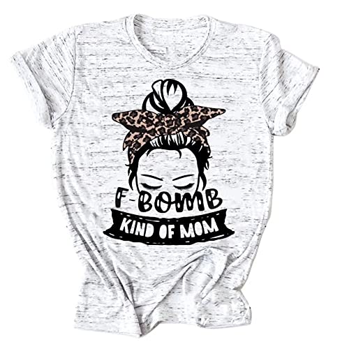 Funny Leopard Graphic T-Shirt for Women - F-Bomb Kind of Mom Shirt - Perfect Gift for Moms - Casual & Humorous Top for Everyday Wear, Mother's Day, or Birthday Celebrations