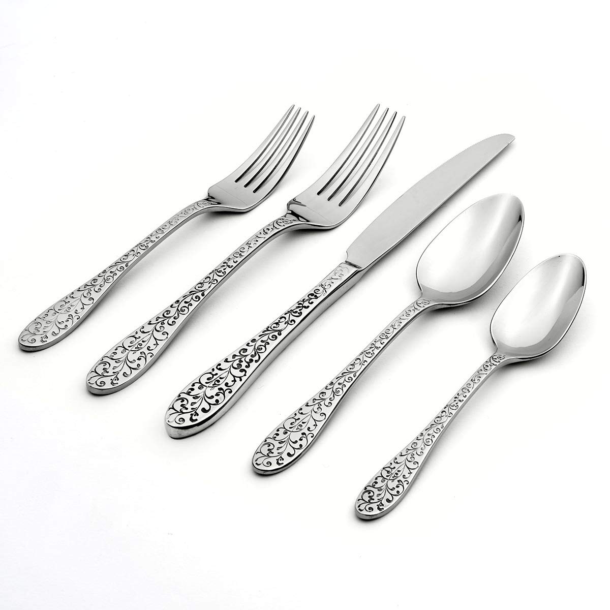Oneida Ivy Flourish 20-Piece Flatware Set - Service for 4 - 18/10 Stainless Steel Silverware - Elegant Dining Utensils for Everyday Meals & Special Occasions