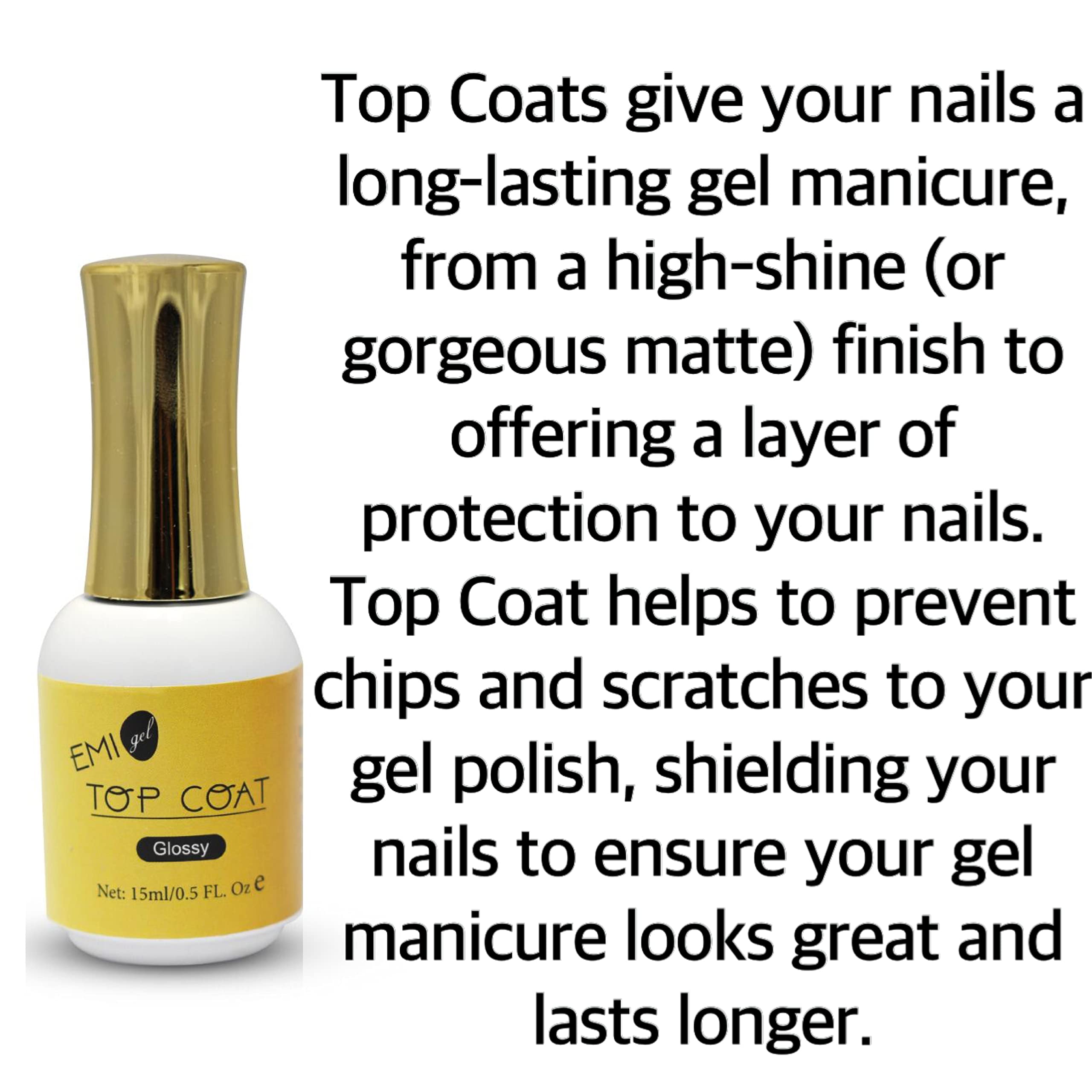 Coslifestore UV Lamp Dry Top Coat & Base Coat Set - 2 Pack (15ml Each) for Permanent Gel Polish & Nail Art - Extra Shine & Long-Lasting Finish | Perfect for Salon & At-Home Manicures