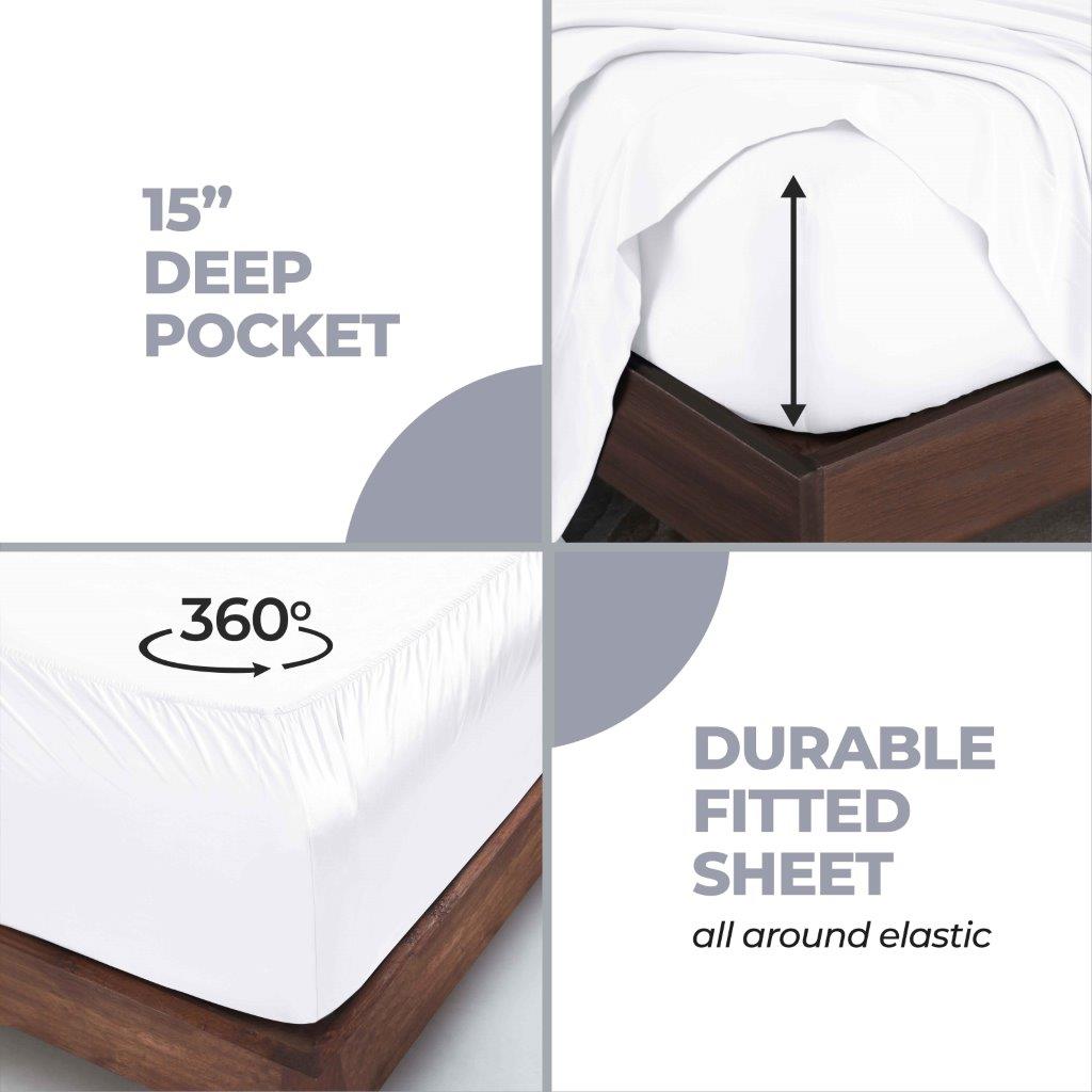 400 Thread Count Modal Beechwood Bed Sheet Set - Ultra Soft, Breathable & Deep Pocket Fitted - Perfect for Luxury Bedding & Comfortable Sleep