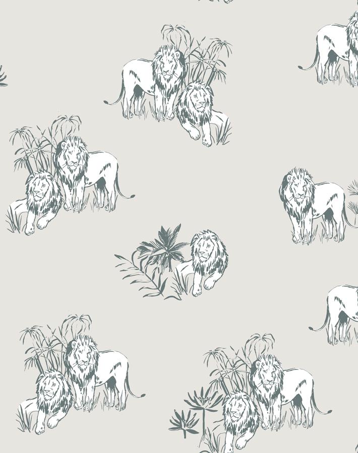 Foliage Lions Wallpaper by Tea Collection in Sand - Perfect for Nursery, Kids Room & Boho Home Decor