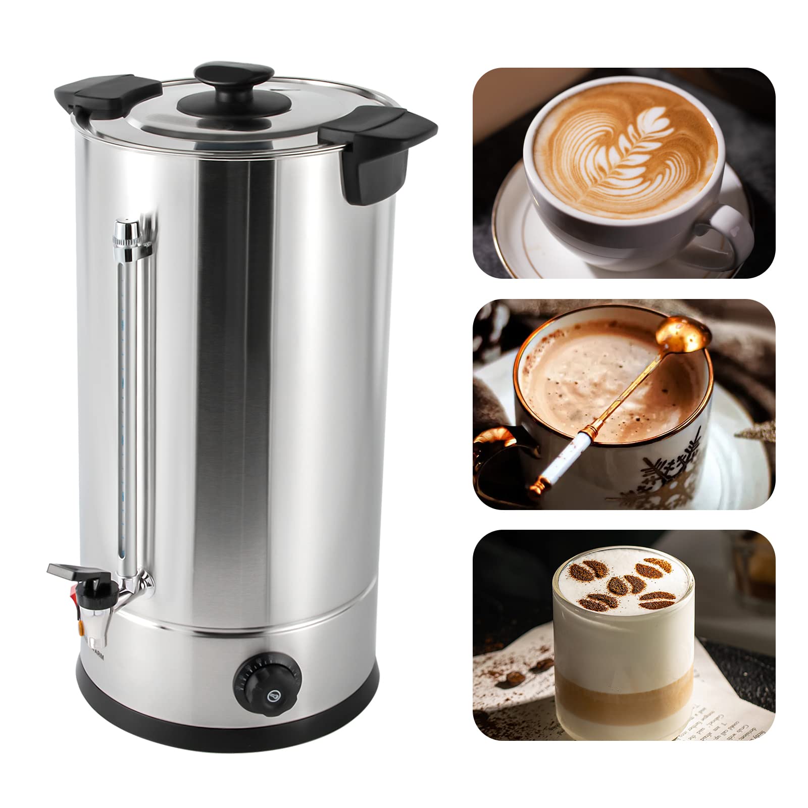 25L/6.6Gal Commercial Grade Stainless Steel Electric Tea Urn & Coffee Kettle - Hot Water Boiler for Catering, Home, Office, Wedding & Party - Fast Heating, Durable & Safe for Large Gatherings & Events