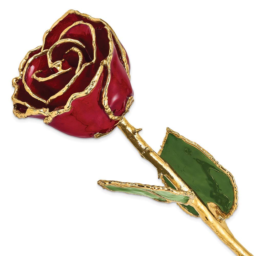 24K Gold Dipped Real Burgundy Rose - 11 Inch Preserved Flower for Anniversary, Wedding, Valentine's Day Gift - Perfect for Romantic Decor, Luxury Home Display & Special Occasions
